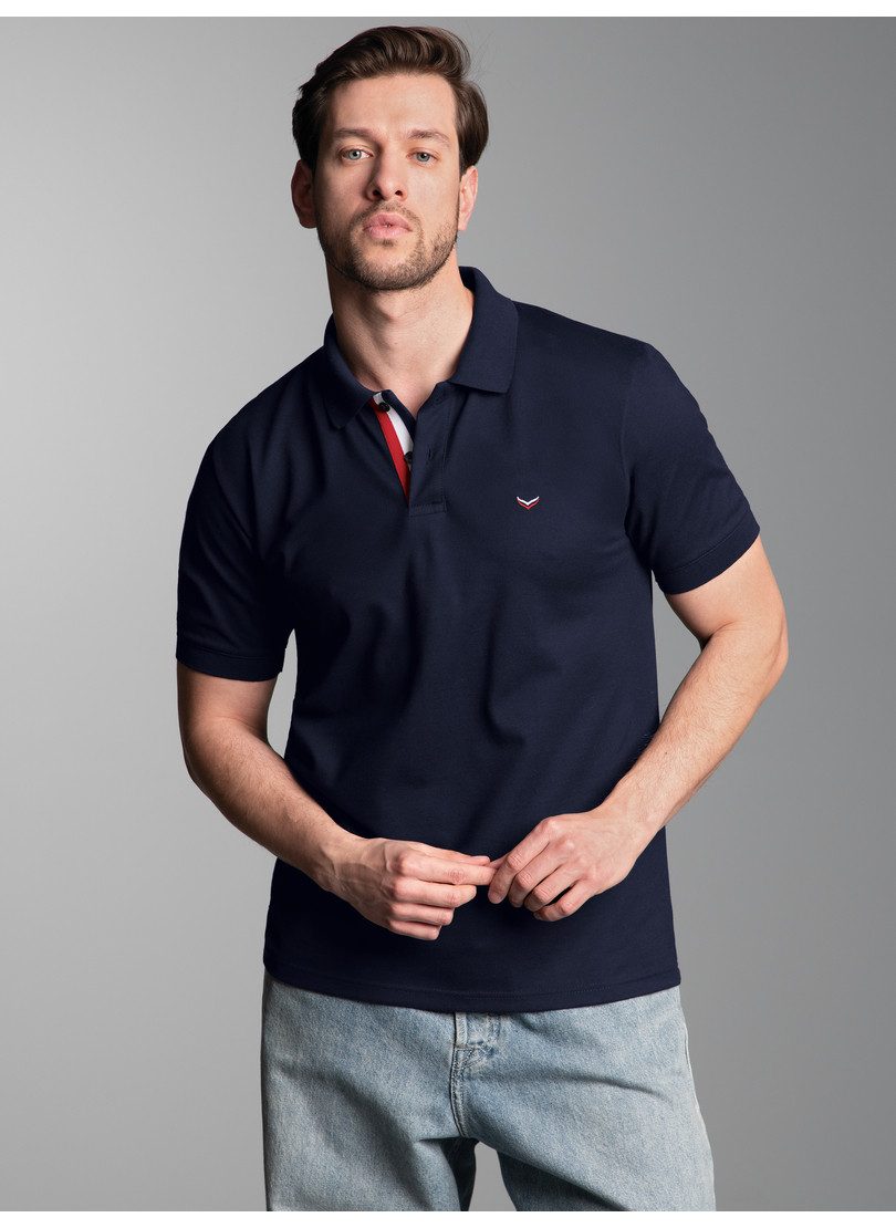 Trigema Poloshirt TRIGEMA poloshirt met driekleurige knoopsluiting (1-delig)