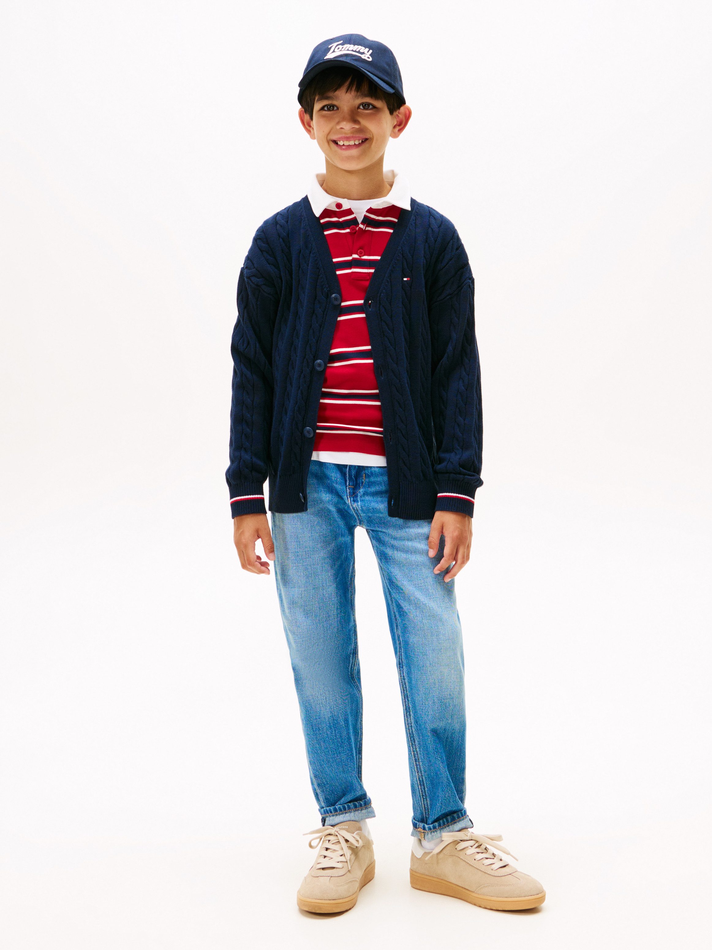 Tommy Hilfiger Gebreide trui COTTON CABLE GLOBAL STRIPE CARDI