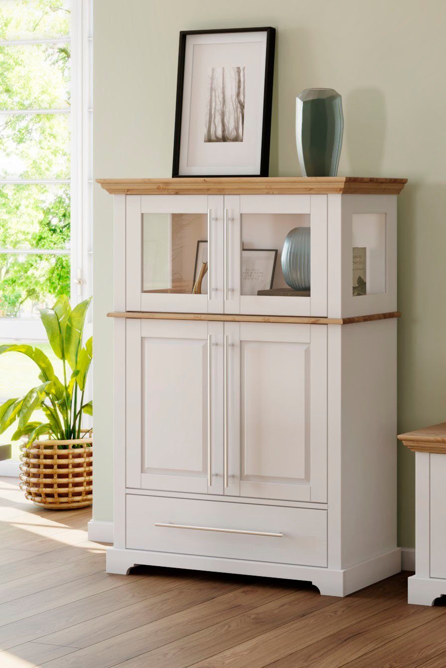 Home affaire Highboard Meliss Breedte 94 cm, 4-deurs, met lade, massief grenen, FSC®