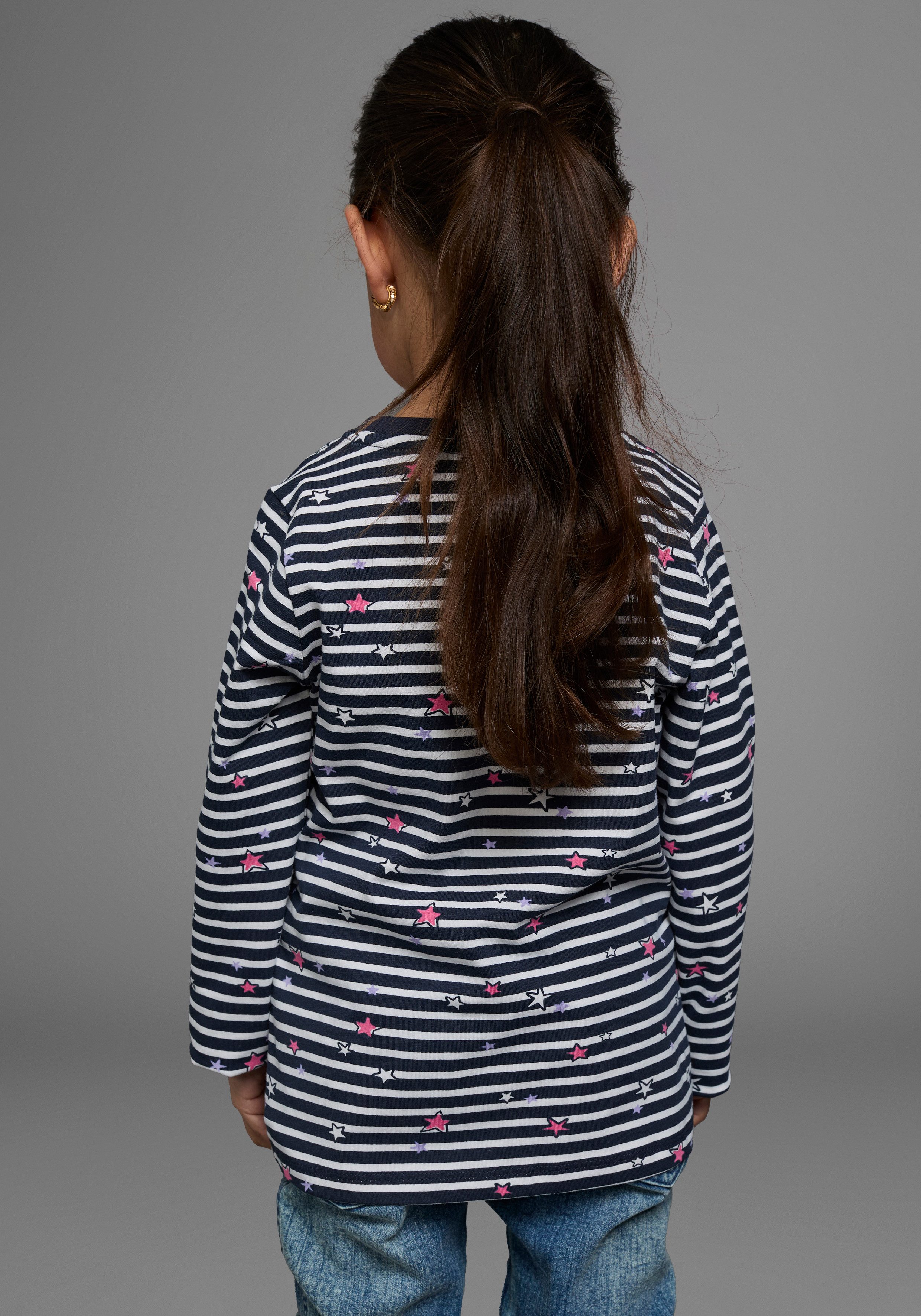 KIDSWORLD Shirt met lange mouwen Voltijds prinses Lange mouwen, basic pasvorm, met sterpatroon, ronde hals