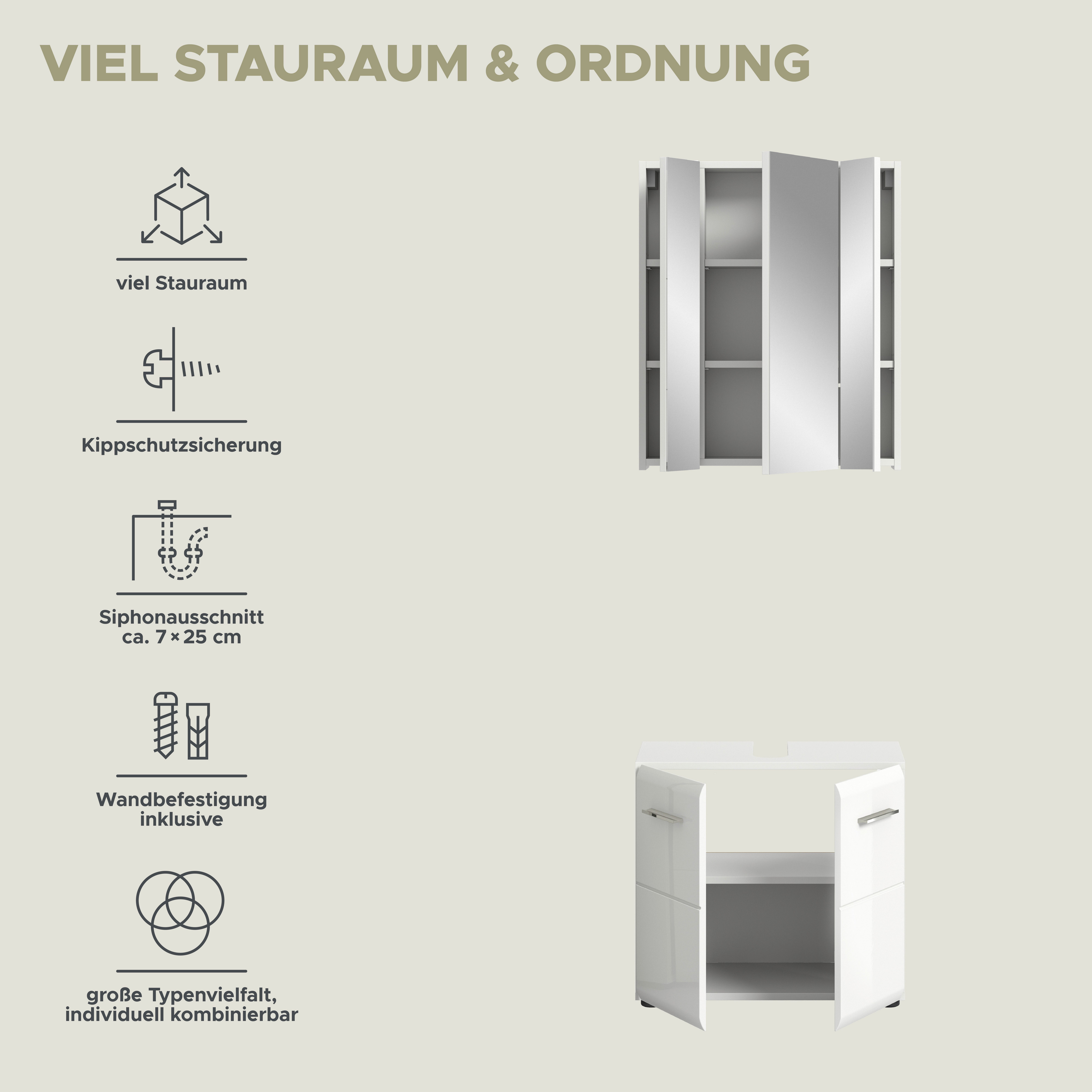 INOSIGN Badmeubelset FLORENZ, TOPSELLER!, 2-delige badcombinatie, hoogwaardige MDF-front