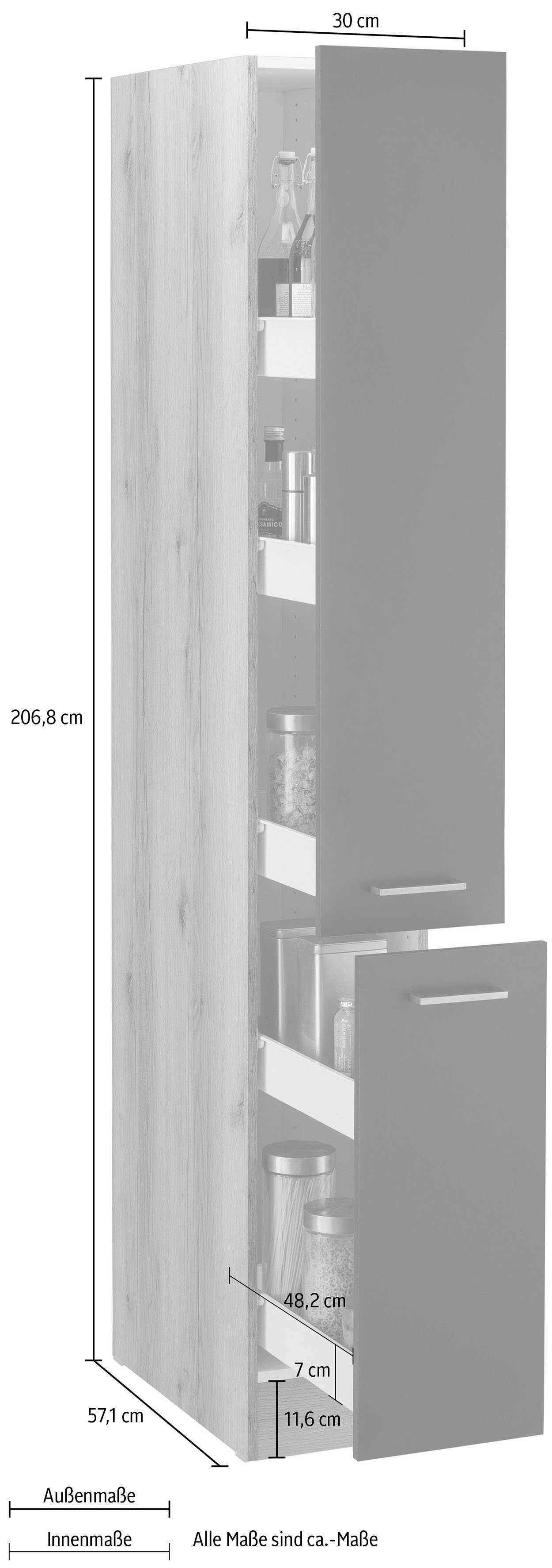 OPTIFIT Apothekerskast Iver Breedte 30 cm, met 2 laden, 5 legplanken
