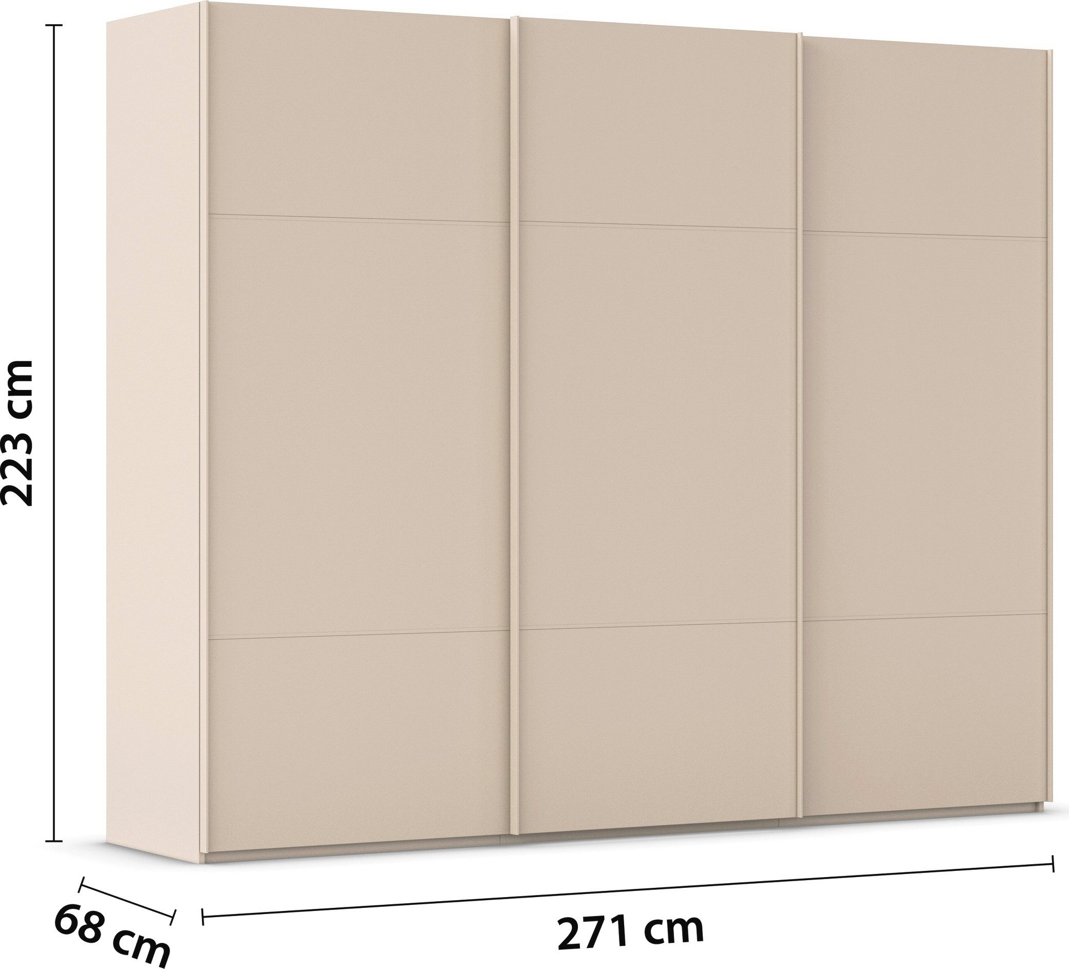 rauch Schuifdeurkast Kledingkast kast garderobe slaapkamerkast SCALE-TRIO edel drievoudig front, 2 sierlijsten in grepen kleur made in germany