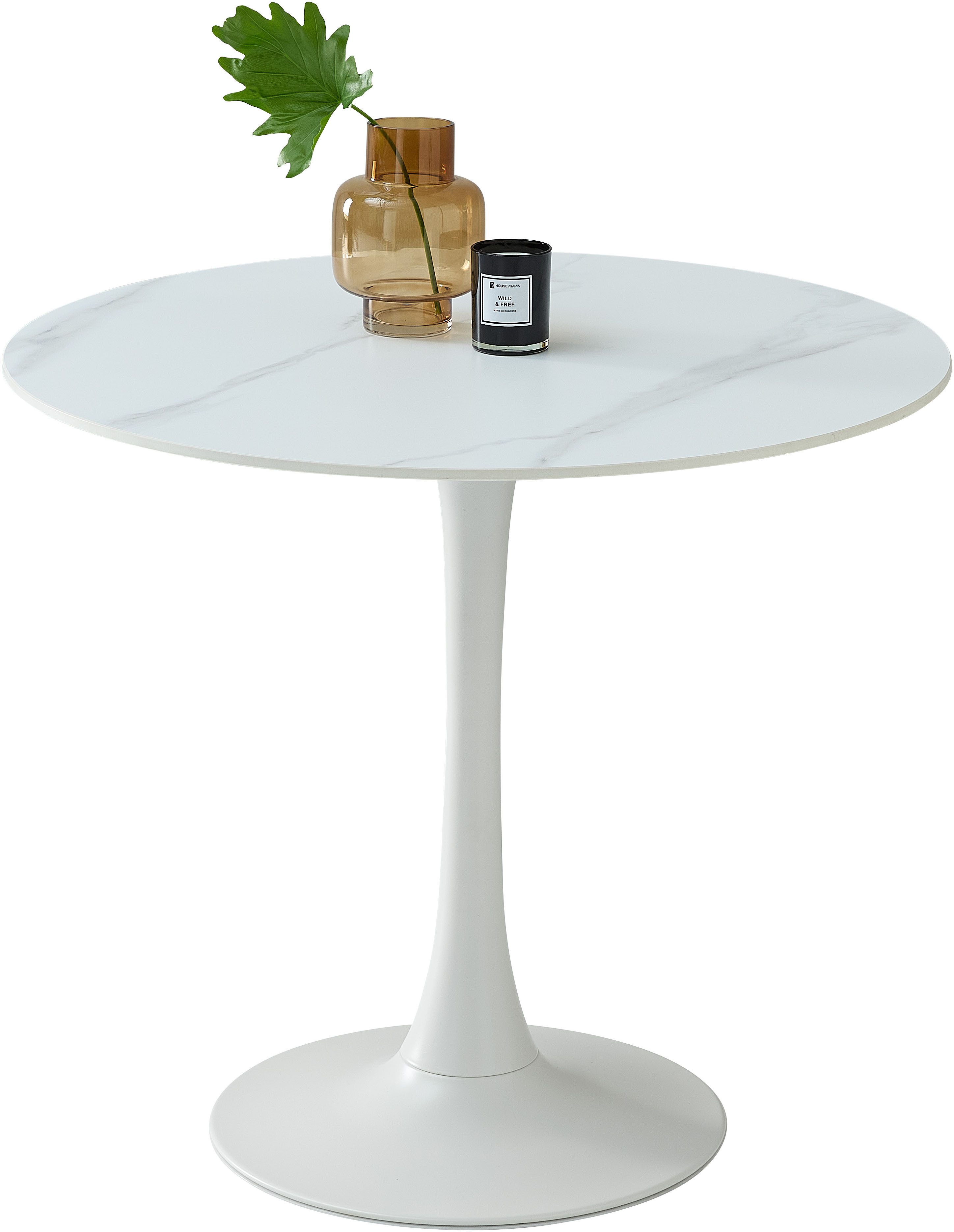 Stolkom Eettafel Josh ronde eettafel keramiek, gemarmerd, BxH 90x75 cm Keramische oppervlakte gemarmerd, keuze uit wit, grijs of zwart