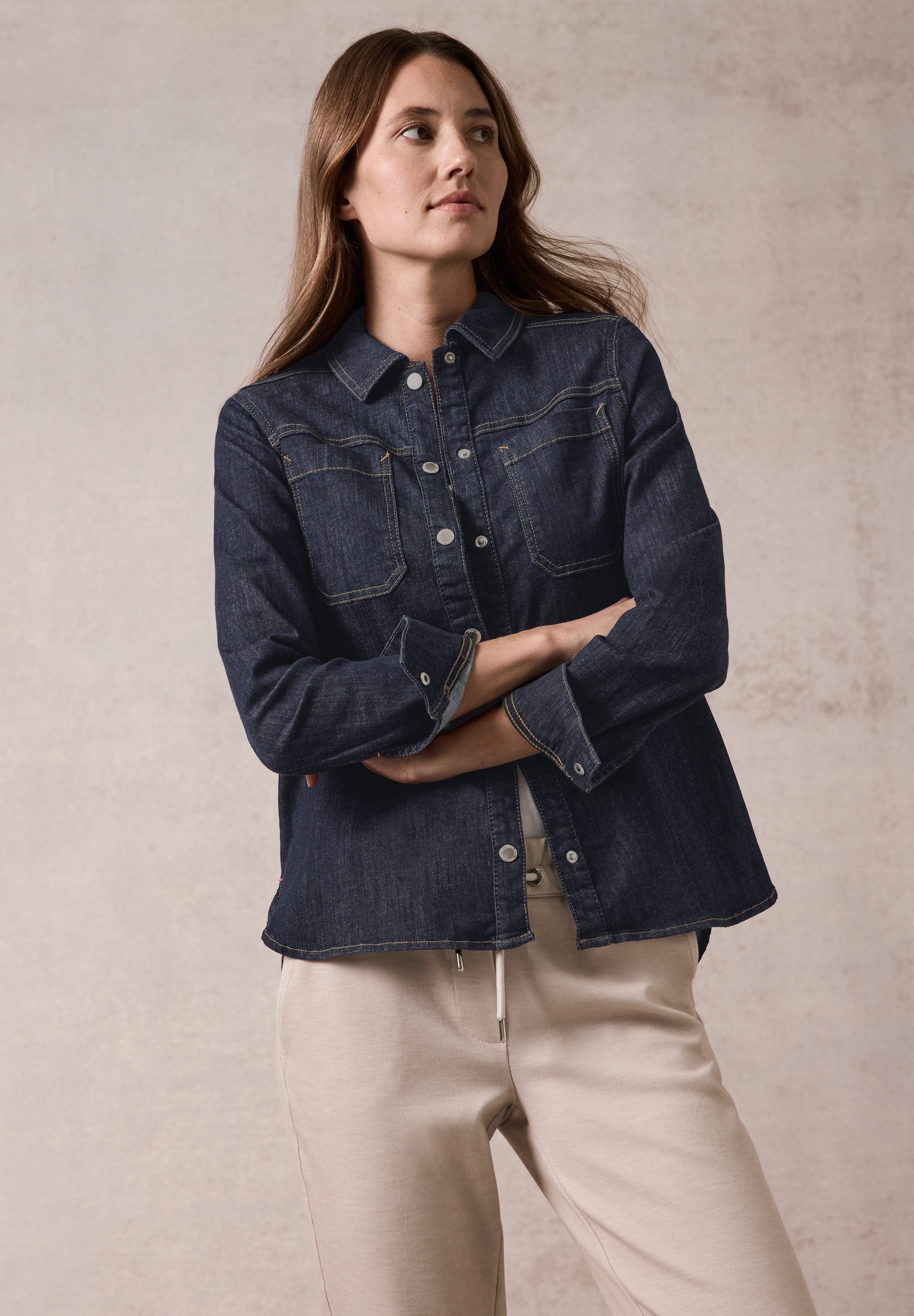 Cecil Jeans blouse met turn-upmouwen nieuwe collectie