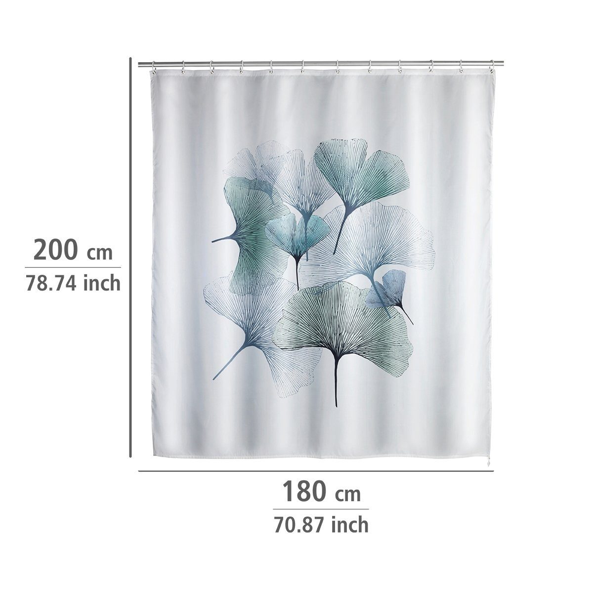 WENKO Douchegordijn Ginko Hoogte 200 cm, textiel (polyester)