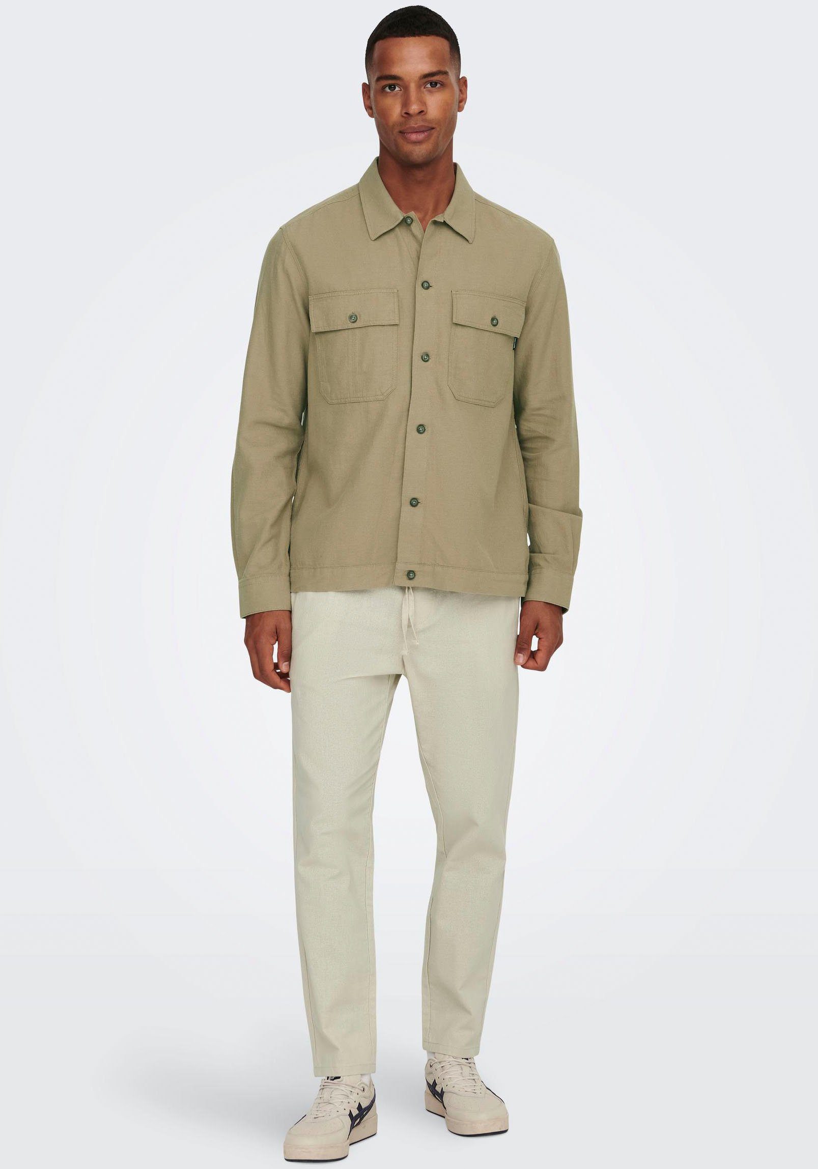 ONLY & SONS Stoffen broek ONSLINUS CROP 0007 COT LIN PNT NOOS