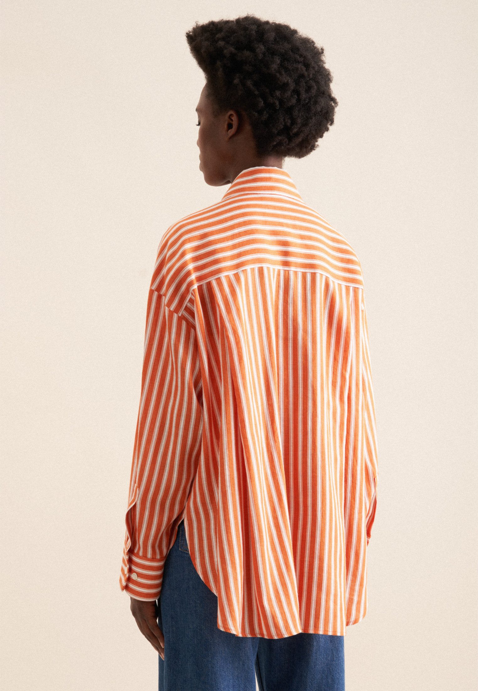 seidensticker Lange blouse Zwarte roos Lange mouwen kraag strepen