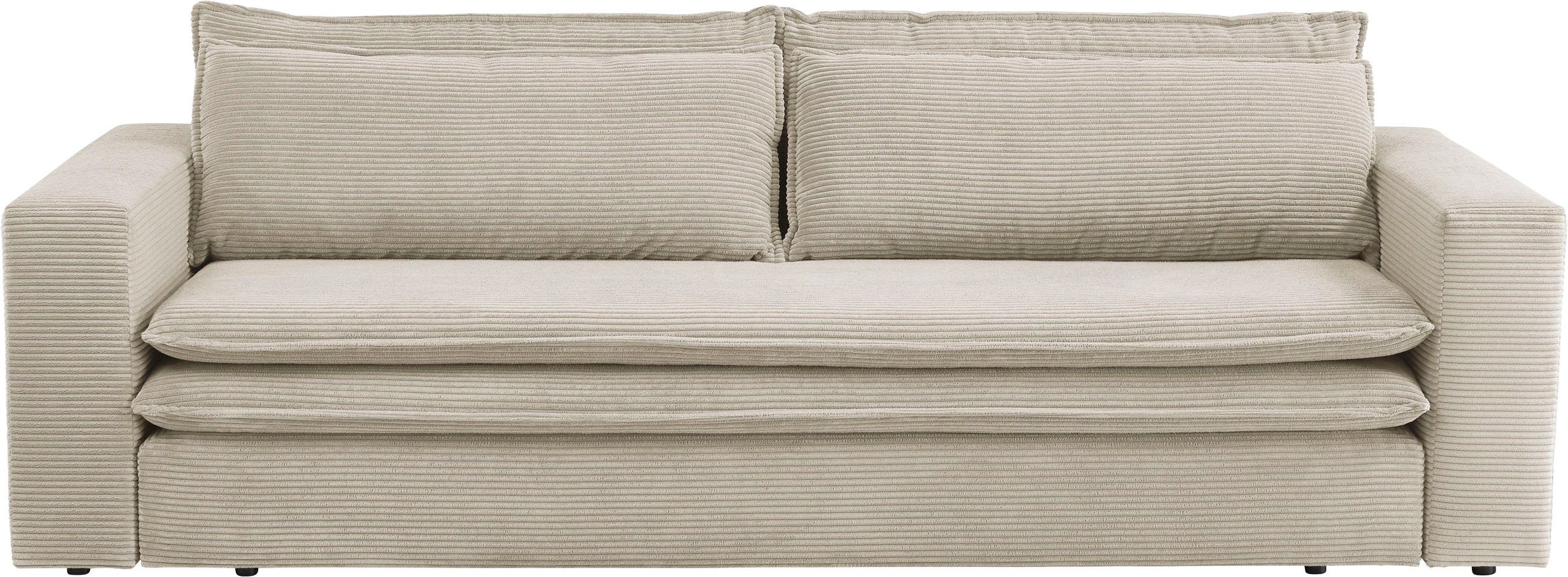 Places of Style 3-zitsbank PIAGGE Cord-bekleding - met slaapfunctie en bedkist, met praktische topmatras