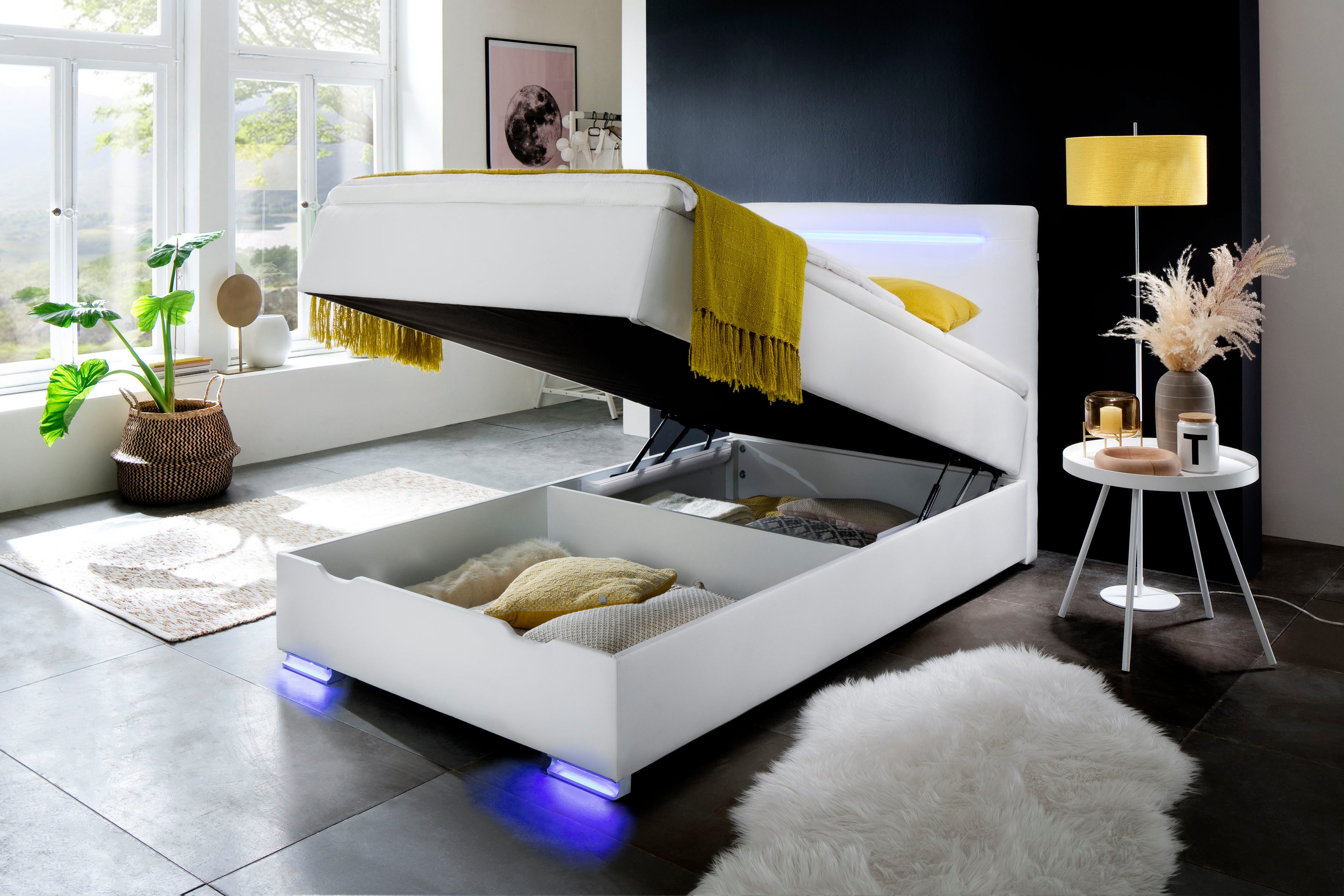 meise.möbel Boxspring Las Vegas Voeten en hoofdbord met ledverlichting, met bedkist en topmatras