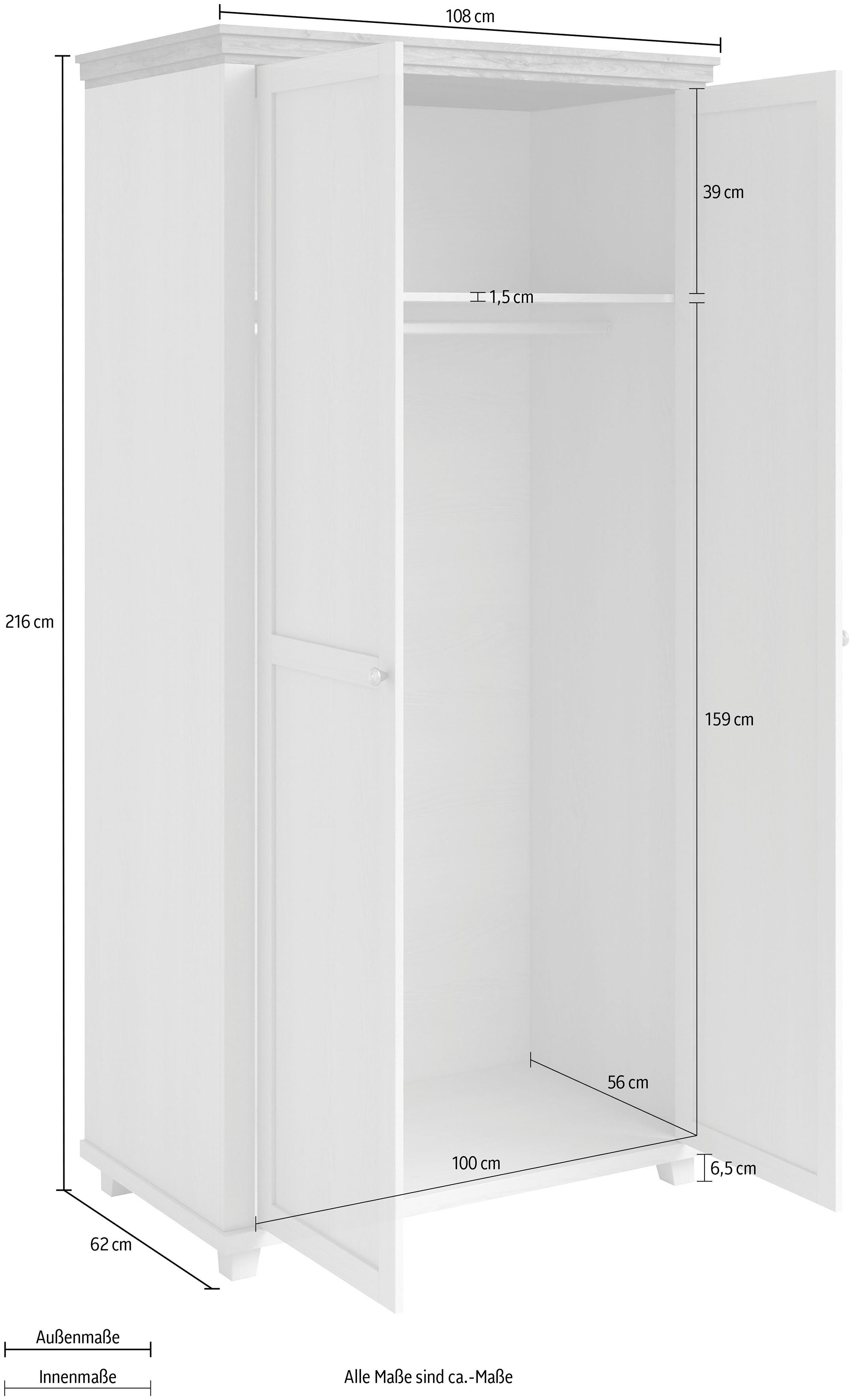 INOSIGN Draaideurkast Evora 2-deurs, 108cm breed