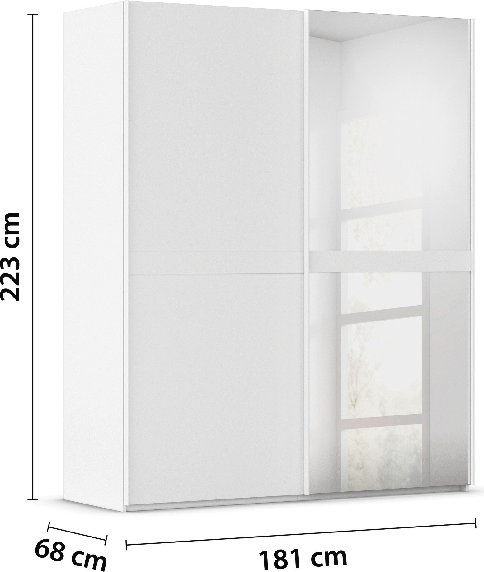 rauch Schuifdeurkast Kledingkast kast garderobe slaapkamerkast SCALE-LINE edel uiterlijk met buikband in corpuskleur met spiegel made in germany