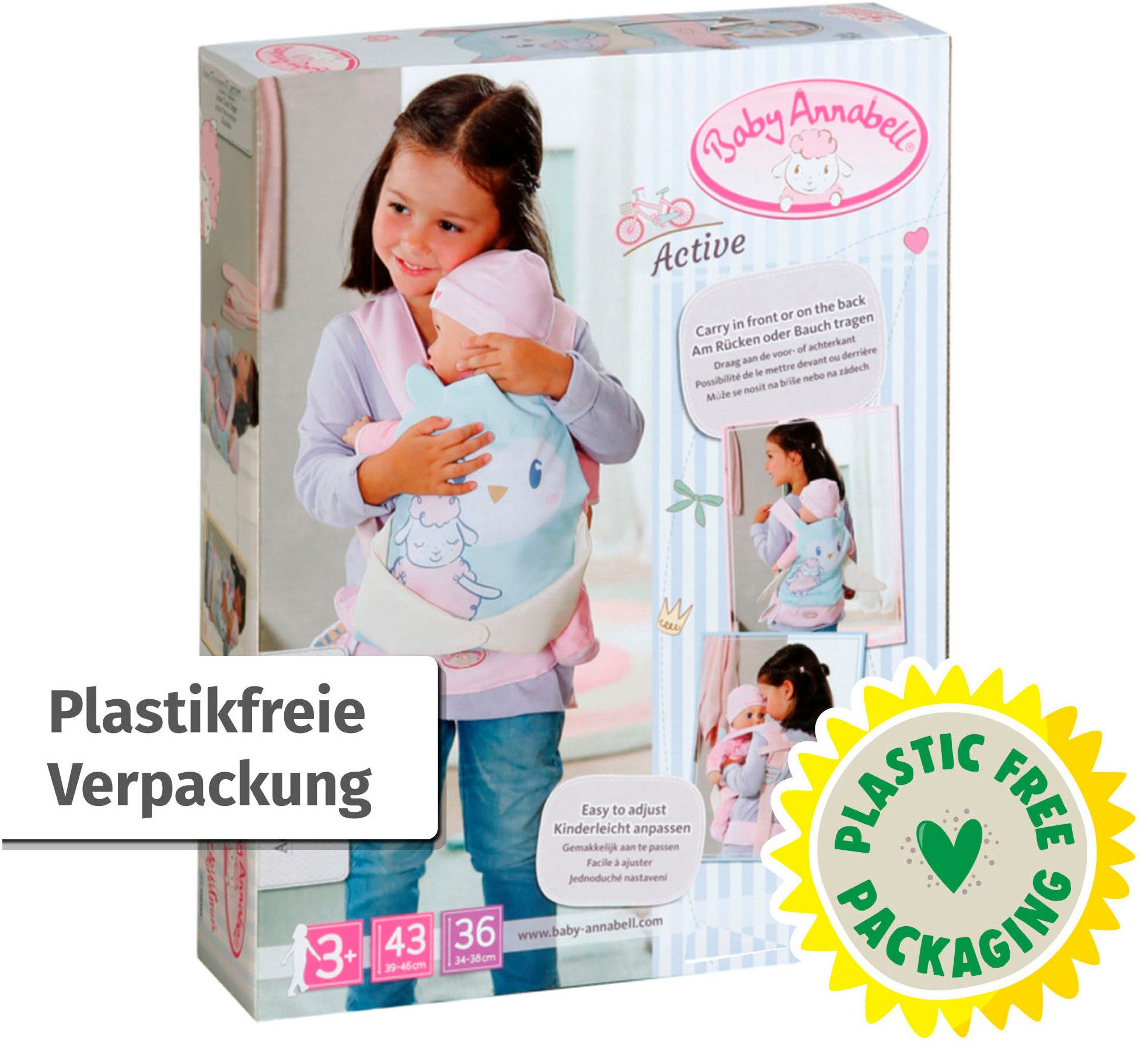 Baby Annabell Draagtas voor poppen Active draagzak