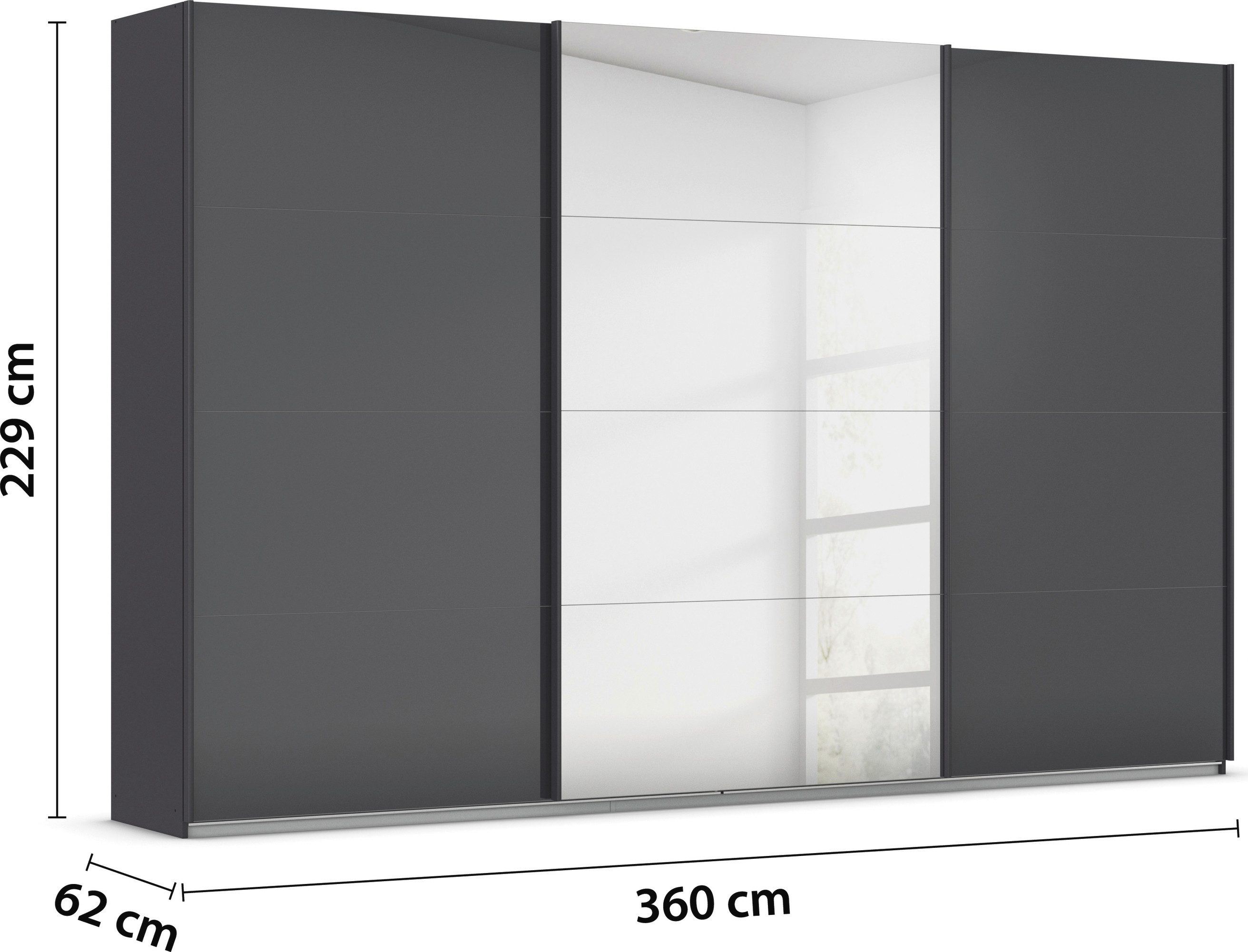 rauch Schuifdeurkast Kledingkasten kast garderobe AGORDO met glazen front doordachte binnenuitrusting, in 4 breedtes en 2 hoogtes made in germany