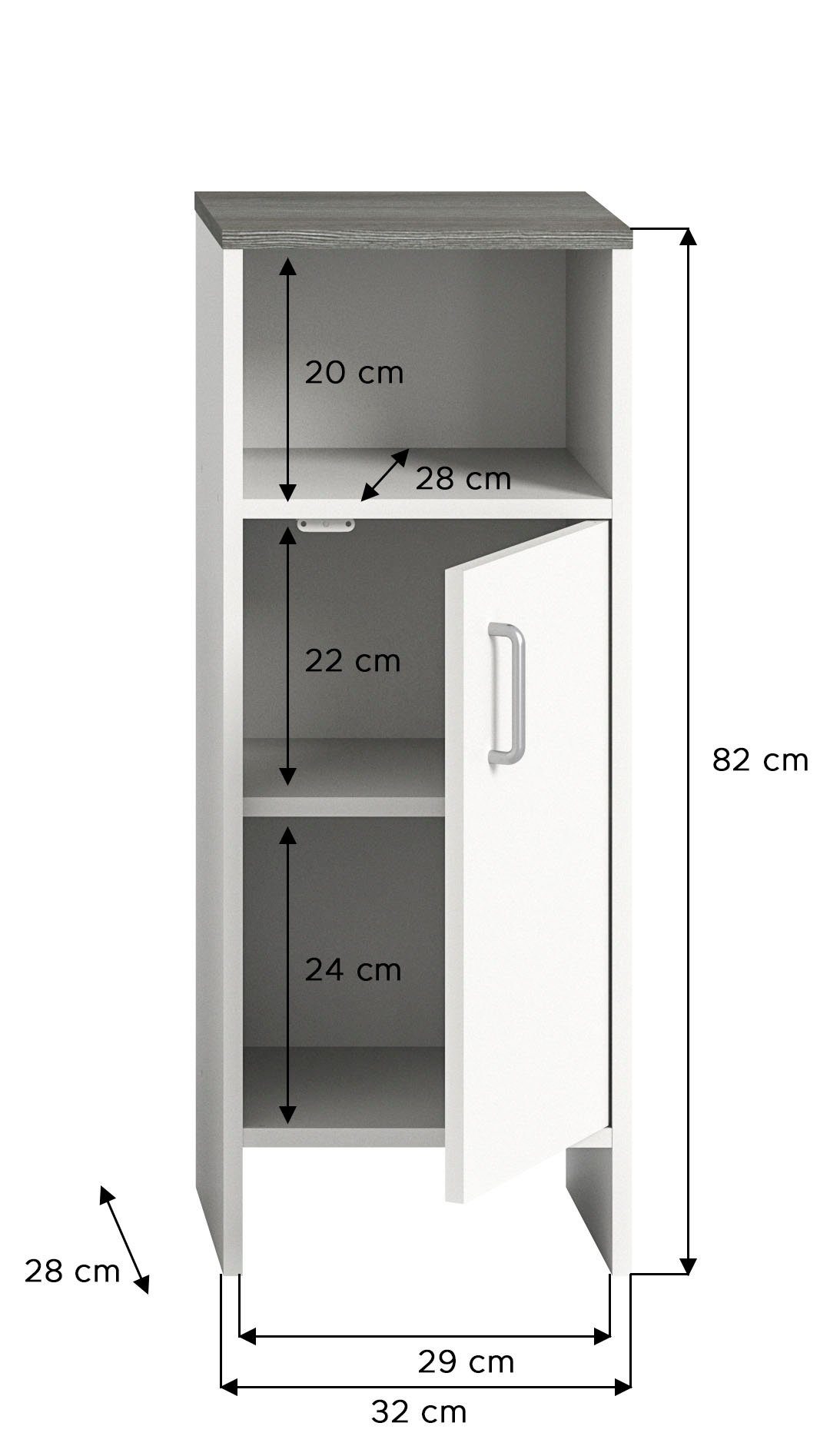 welltime Onderkast Lier Badkamermeubel, 1 deur, links of rechts te monteren, breedte 32 cm (1 stuk)
