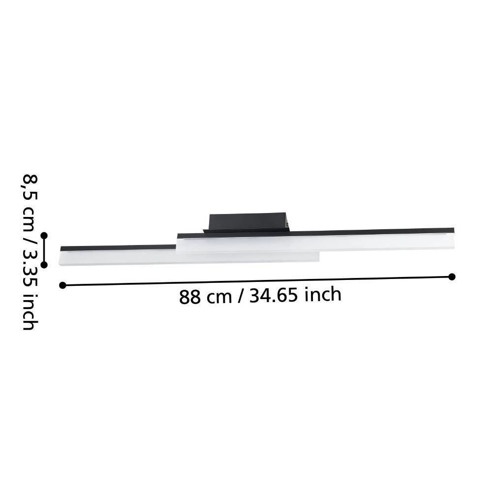 EGLO Plafondlamp PALMITAL Plafondlamp, metaal in zwart en kunststof in wit, IP44, L 88 cm (1 stuk)