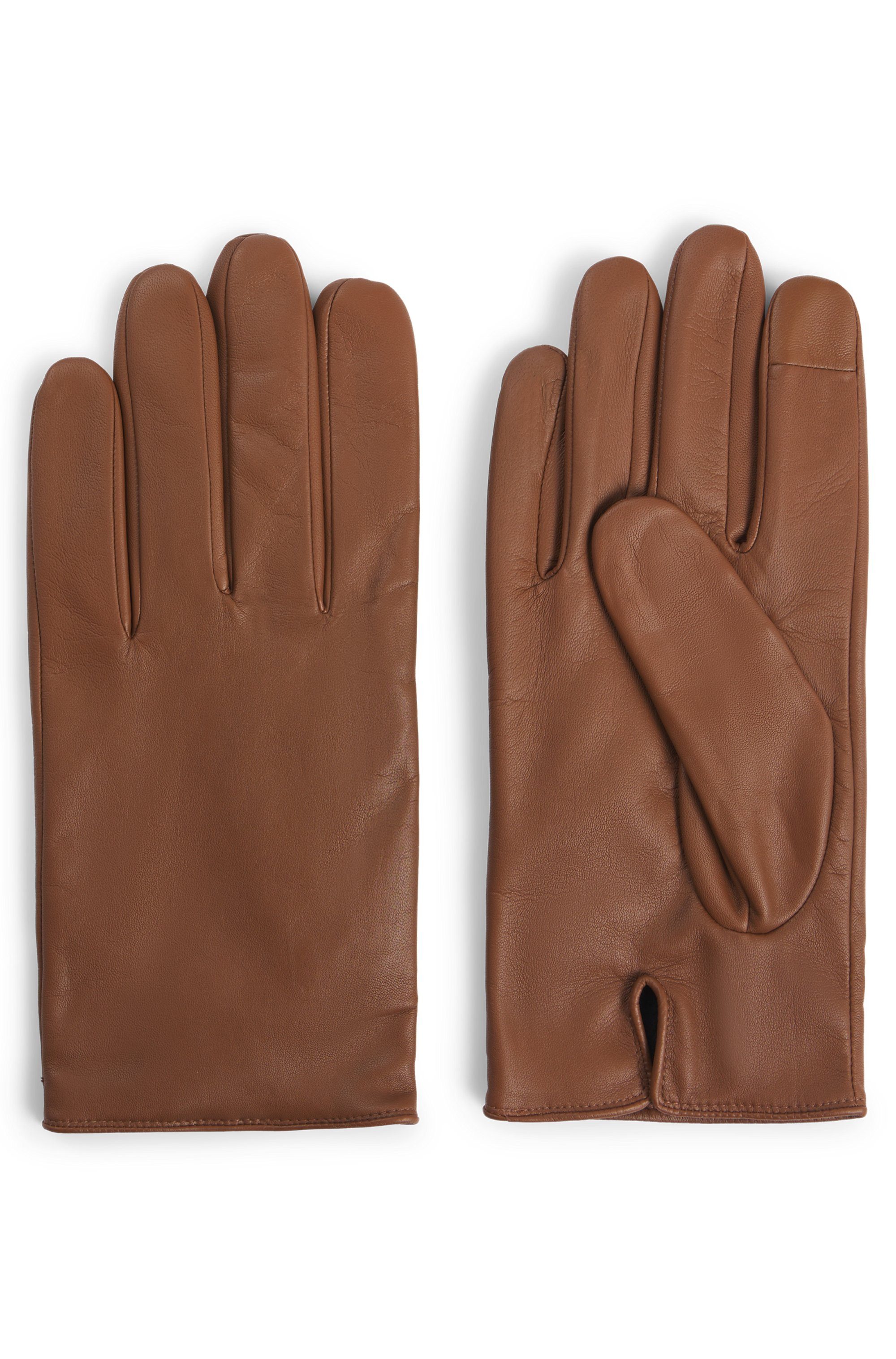Boss Orange Leren handschoenen Glove met touch tech vingertoppen heren handschoenen maat 8,5 bruin