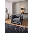 home affaire chesterfield-fauteuil new castle hoogwaardige capitonnage, bxdxh: 104x86x72 cm zwart