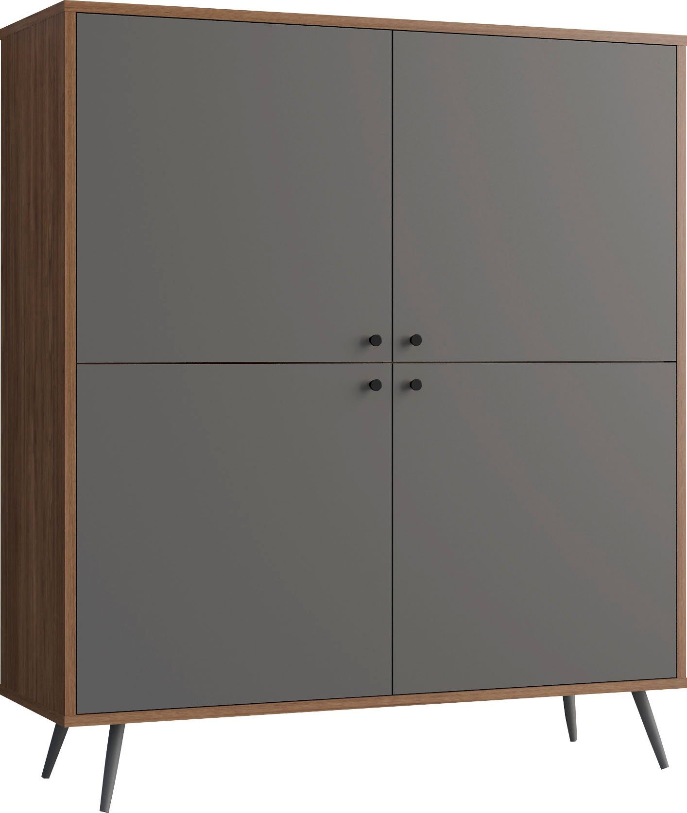 SalesFever Highboard Opbergkast in moderne kleurcombinatie van walnoot en grijs