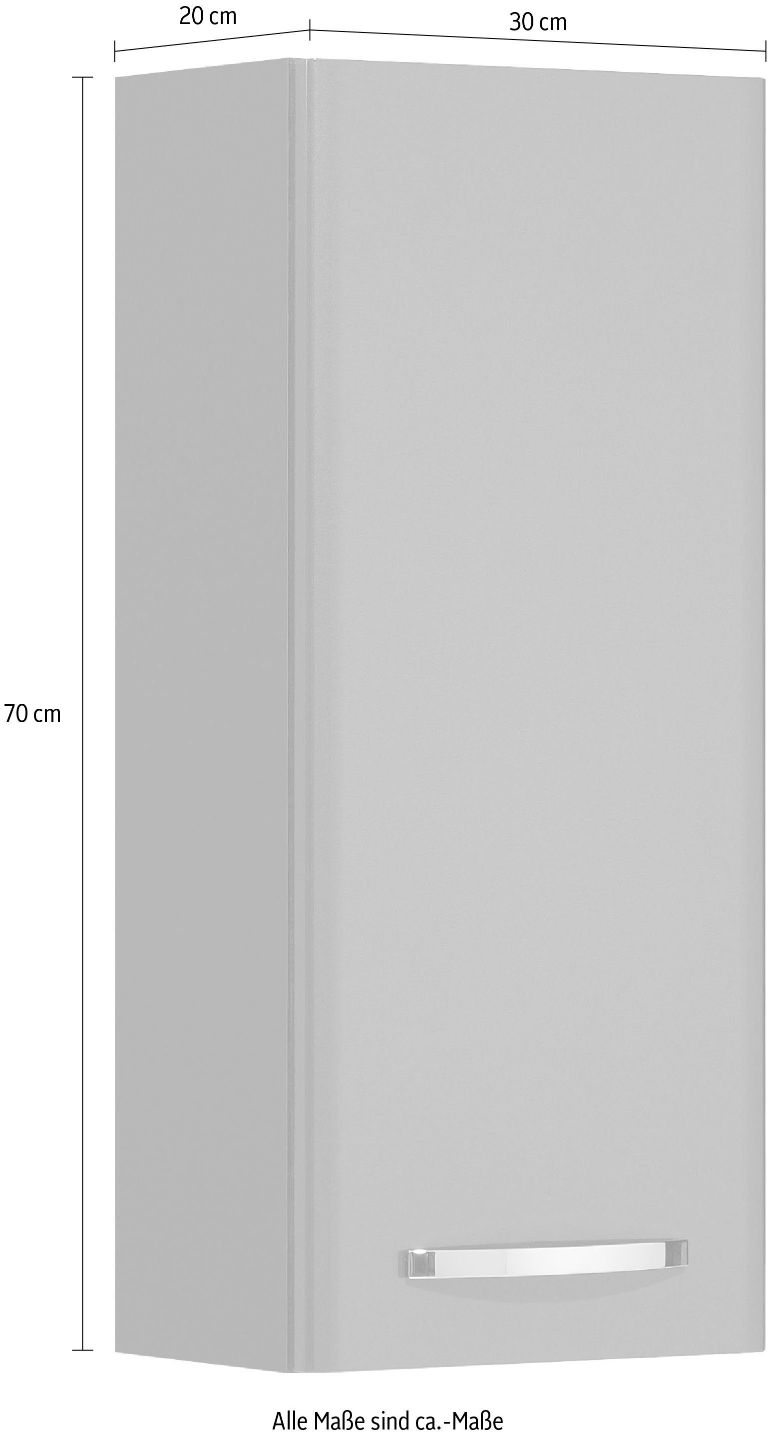 Saphir Hangend kastje Quickset 327 Wandbadkamermeubel , 30 cm breed, 1 deur, 2 planken Badkamer-hangend kastje inclusief deurdemper, grepen in glanzend chroom