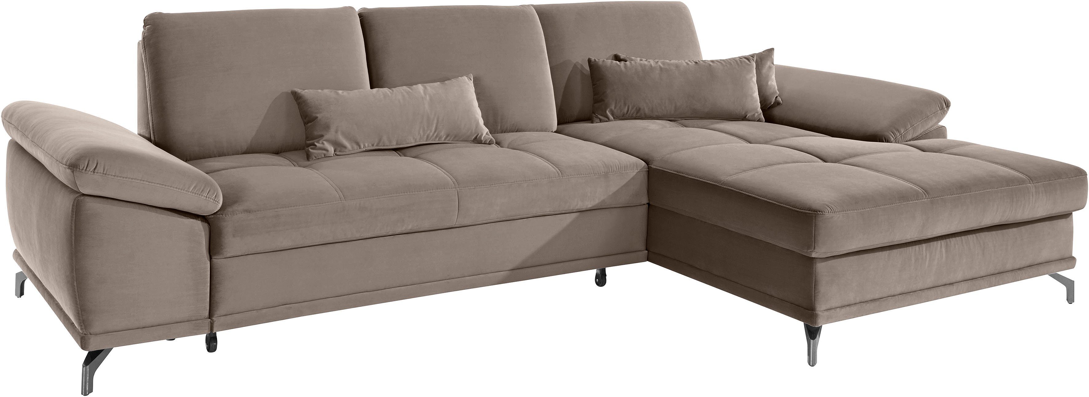 Places of Style Hoekbank Costello L-vorm, met zitdiepteverstelling, armleuningverstelling en