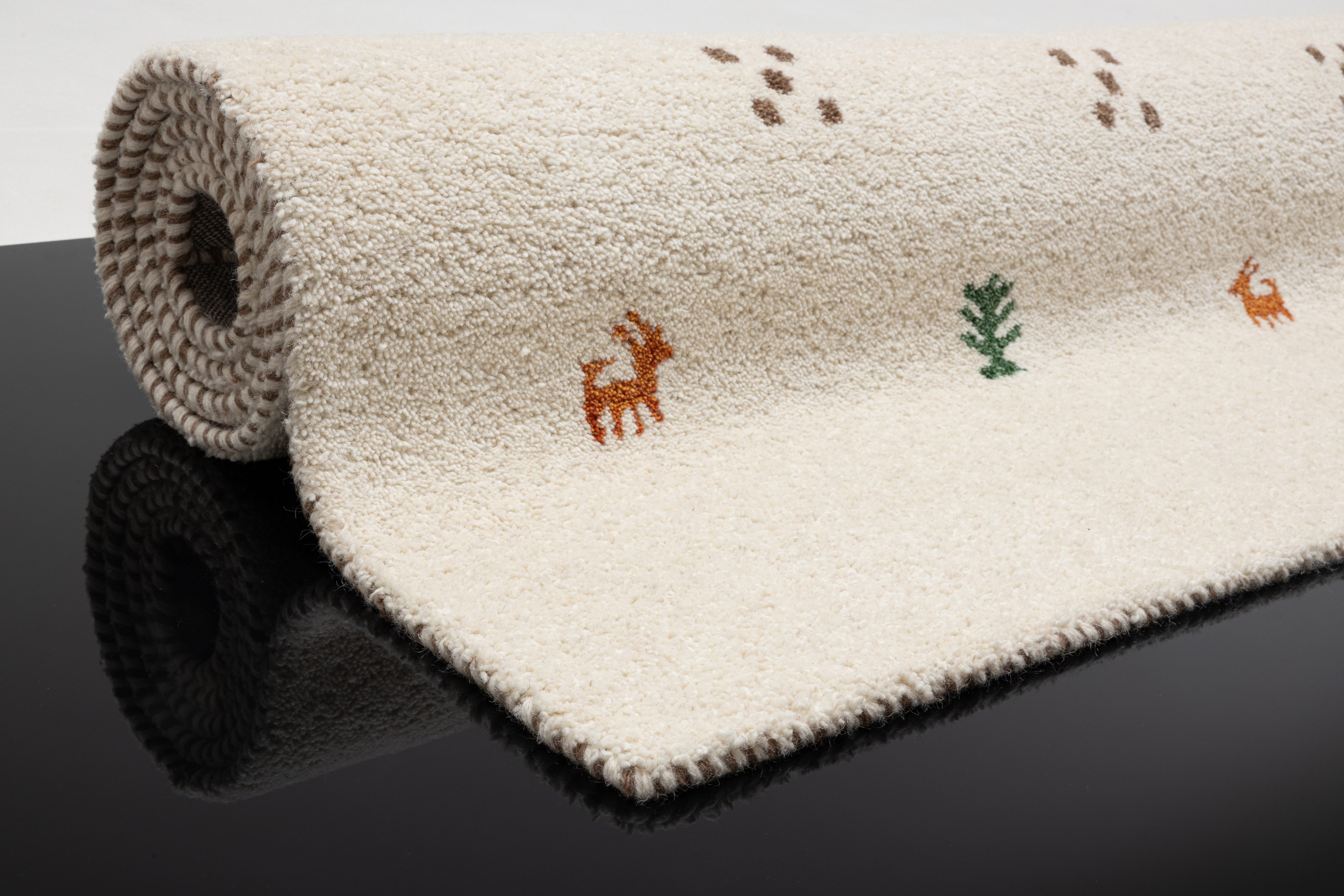 THEKO Wollen kleed Gabbeh motief, handgeweven tapijt, dierenmotief, 100% wol, handgeweven