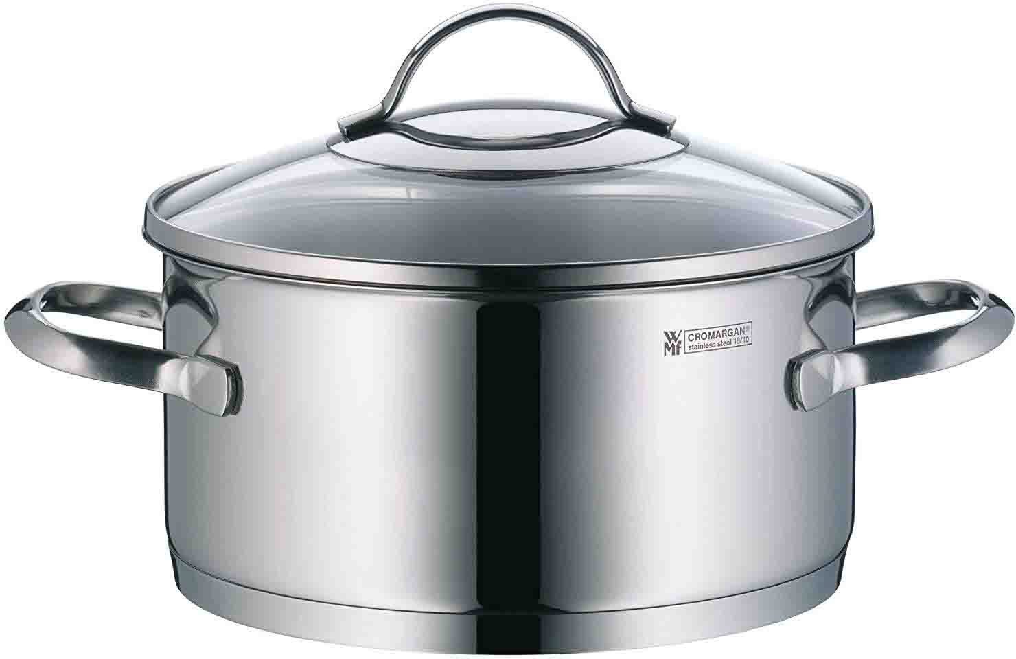 WMF Pannenset Provence Plus 4-delig, inductie potten set met glazen deksel ongecoat, geschikt voor alle soorten fornuizen, zonder binnenschaalverdeling (set, 7-delig)
