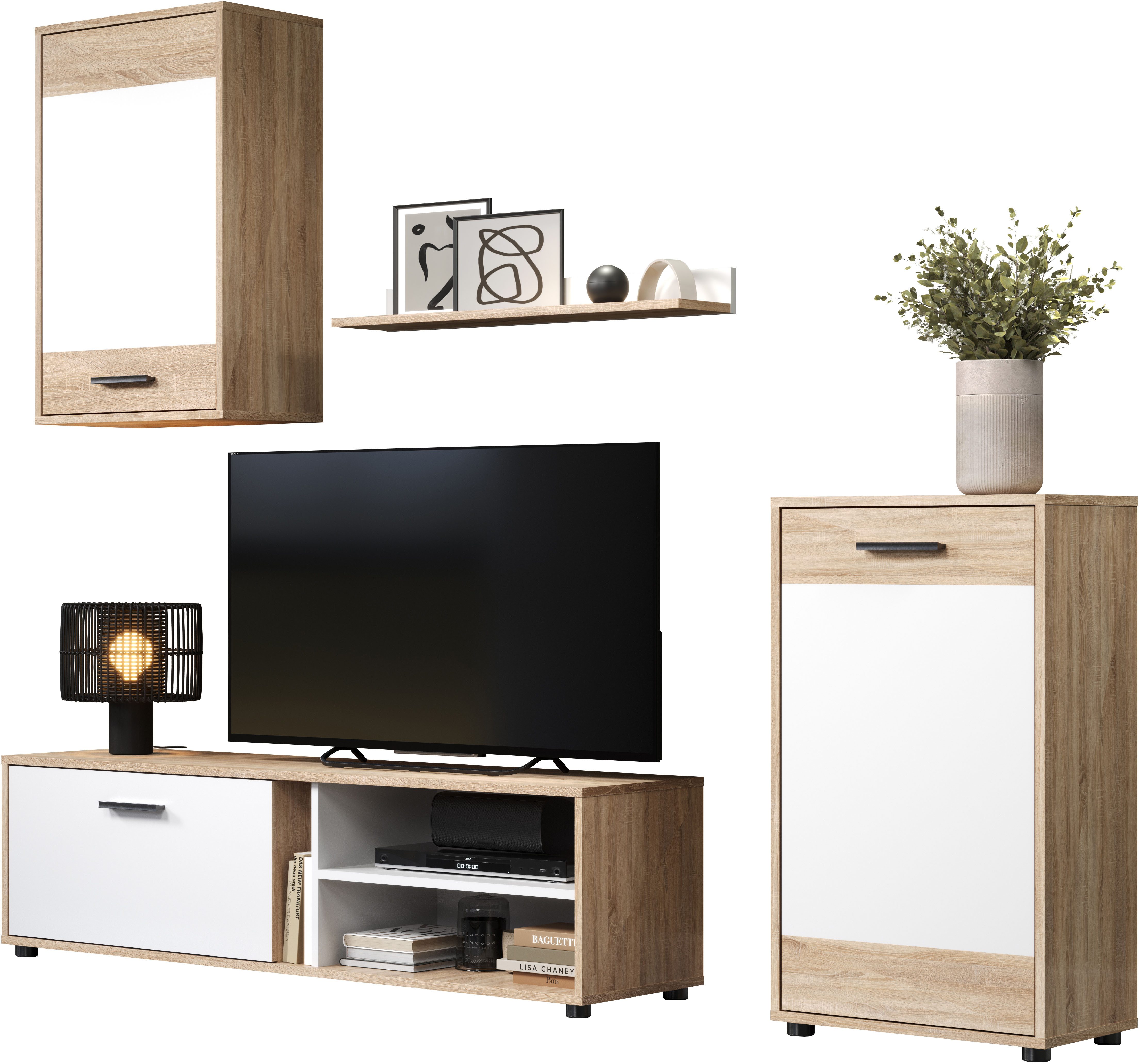 INOSIGN Wandmeubel Valetta incl. lowboard, hangkast, wandplank en highboard (complete set, 4-delig)