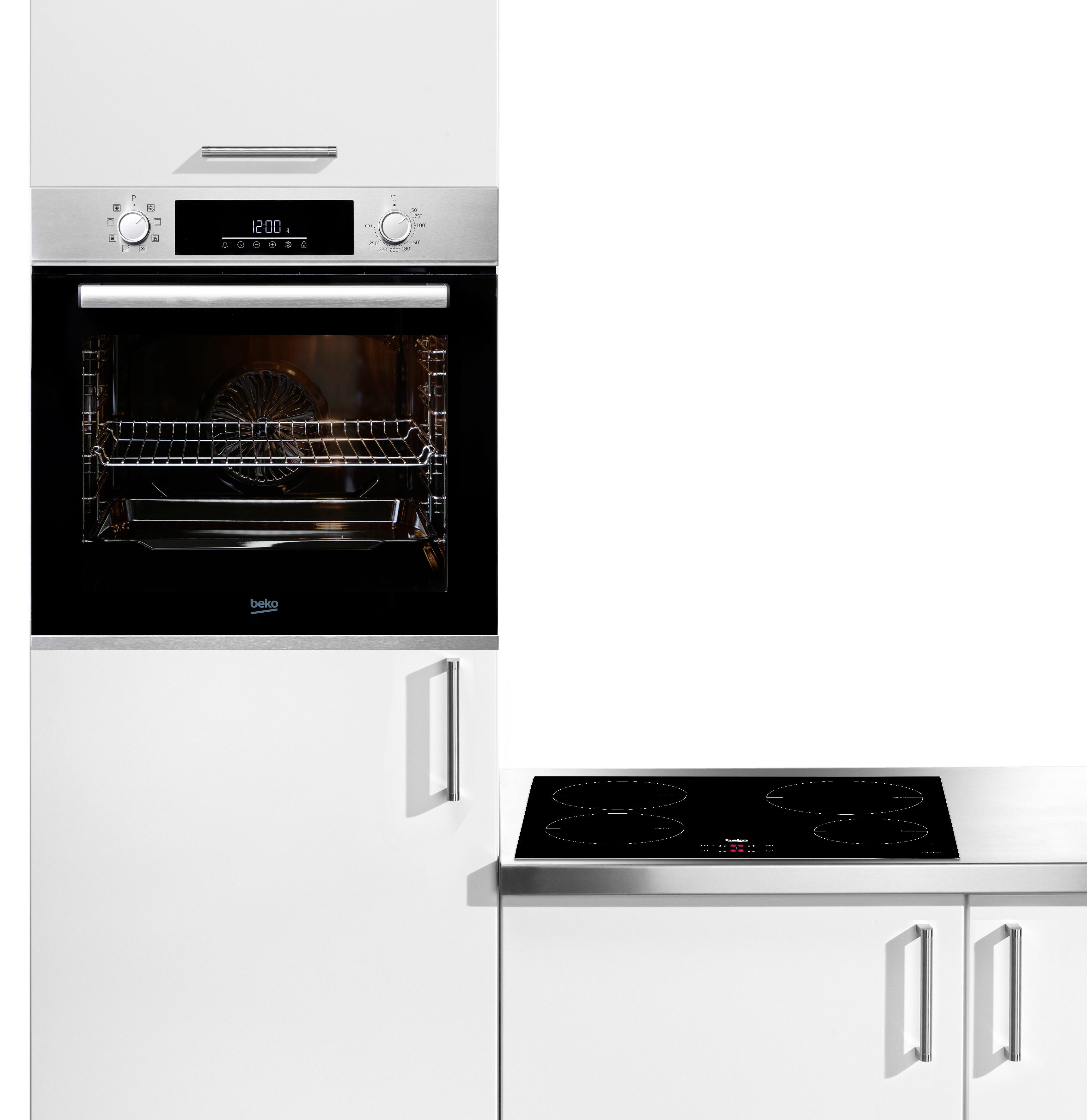 BEKO BBSM12340X, inbouwovenset (inbouw inductiekookplaat, A, 72 liter)