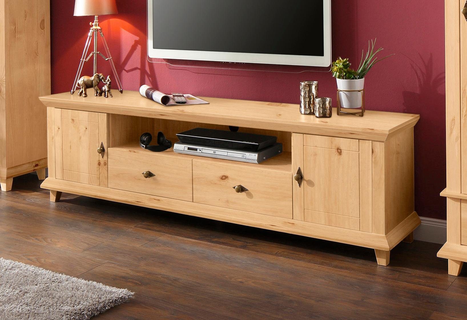 Home Affaire Home affaire tv-meubel Gali, massief hout, in 2 afmetingen, met praktische snoergeleiding