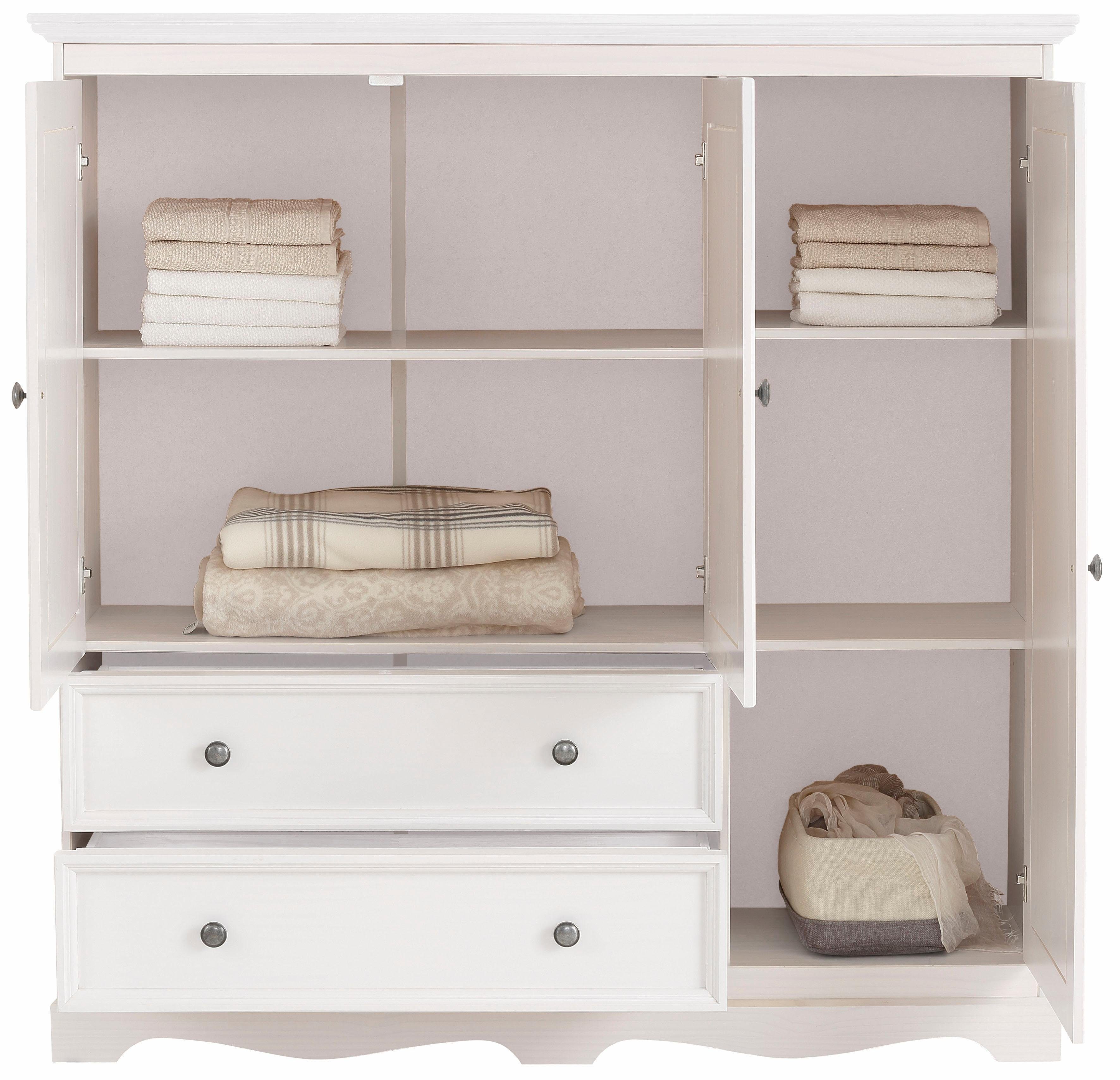 Home affaire Kledingkast Melissa, kinder kledingkast Linnenkast,van massief grenen, met plint, breedte 138 cm