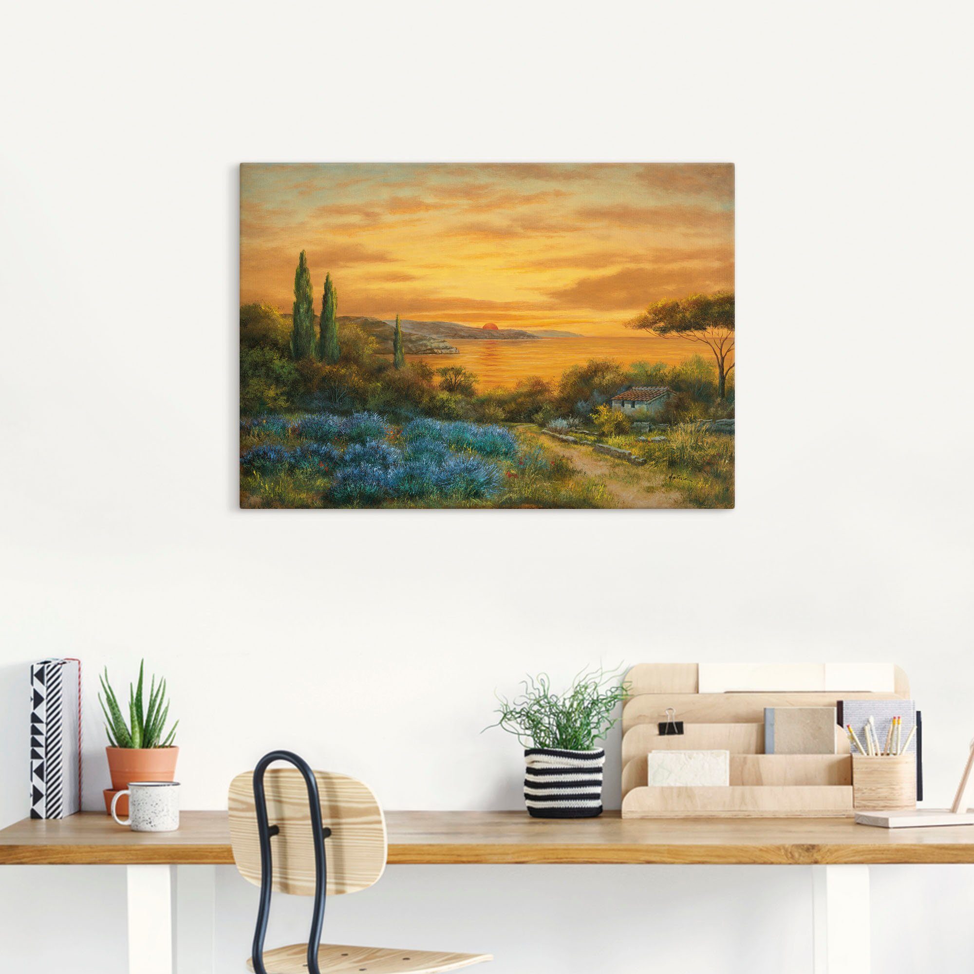 Artland Artprint op linnen Toscaanse baai gespannen op een spieraam