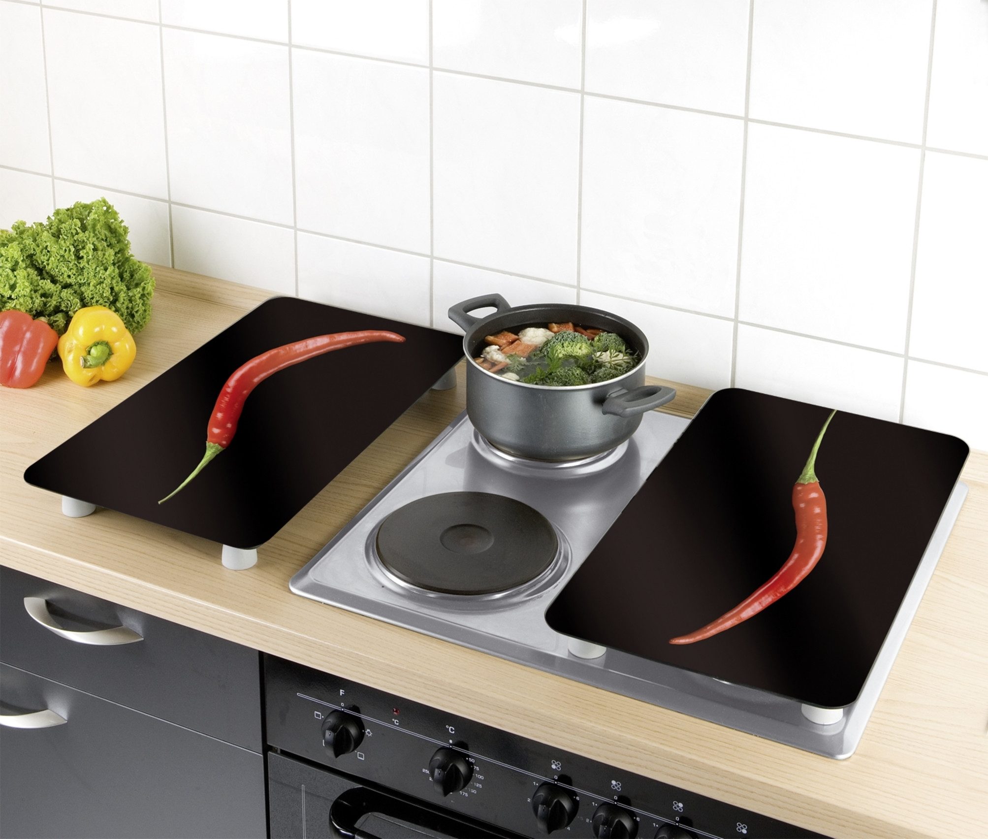 WENKO Kookplaatdeksel Universeel model Heet Peper (set, 2-delig)