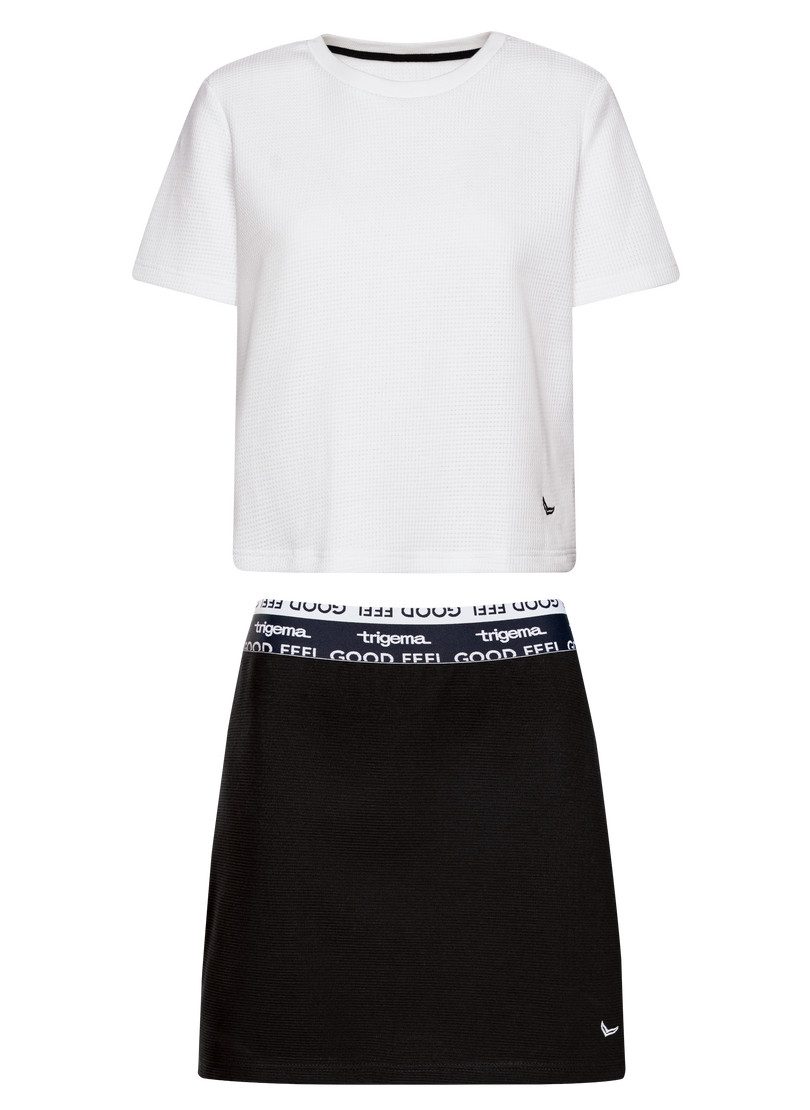 Trigema Vrijetijdscombinatie TRIGEMA vrijetijdsset van cropped oversized T-shirt en rok (1-delig)