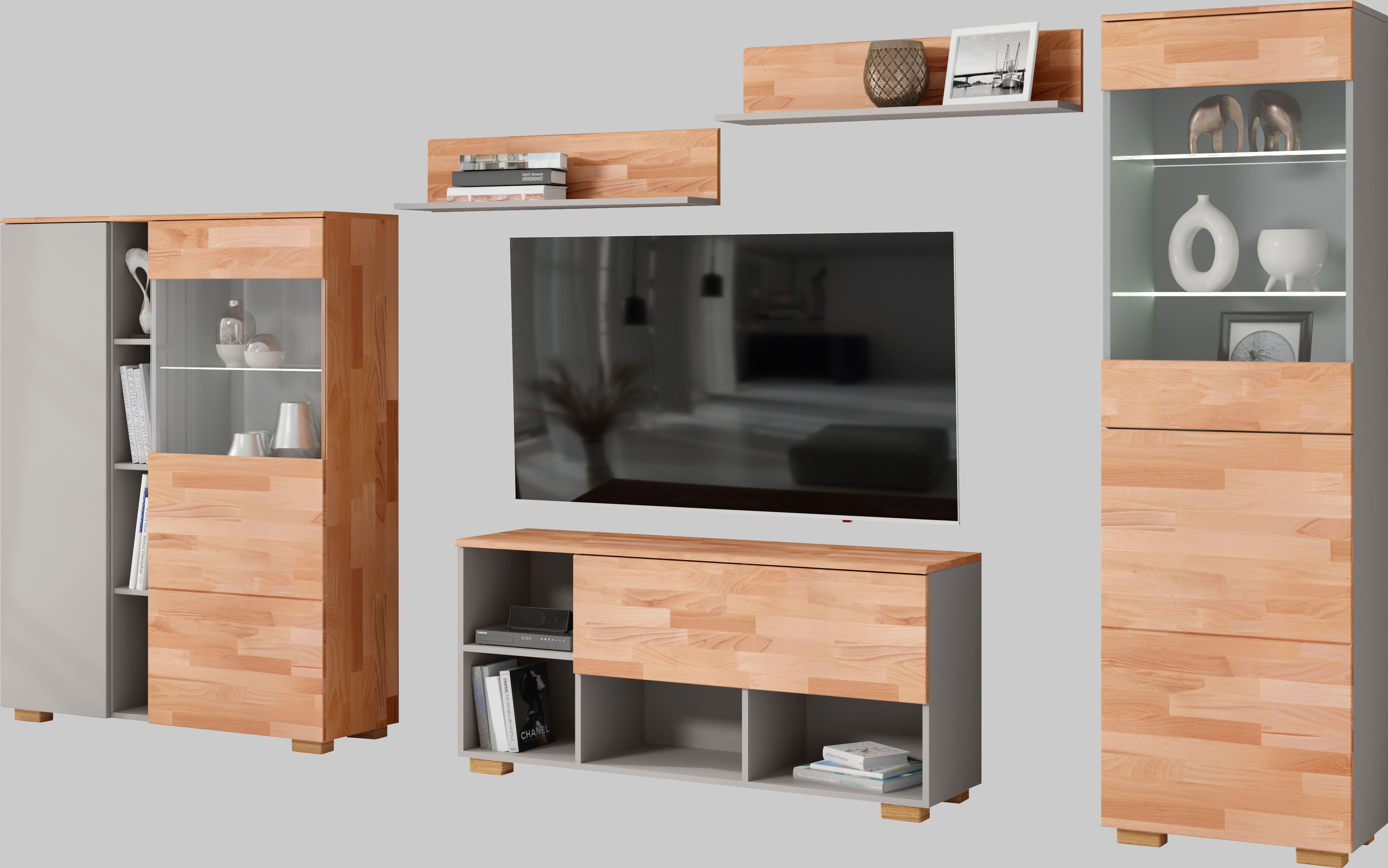 Home affaire Wandmeubel mooie moderne look (5-delig) tv-wandmeubels