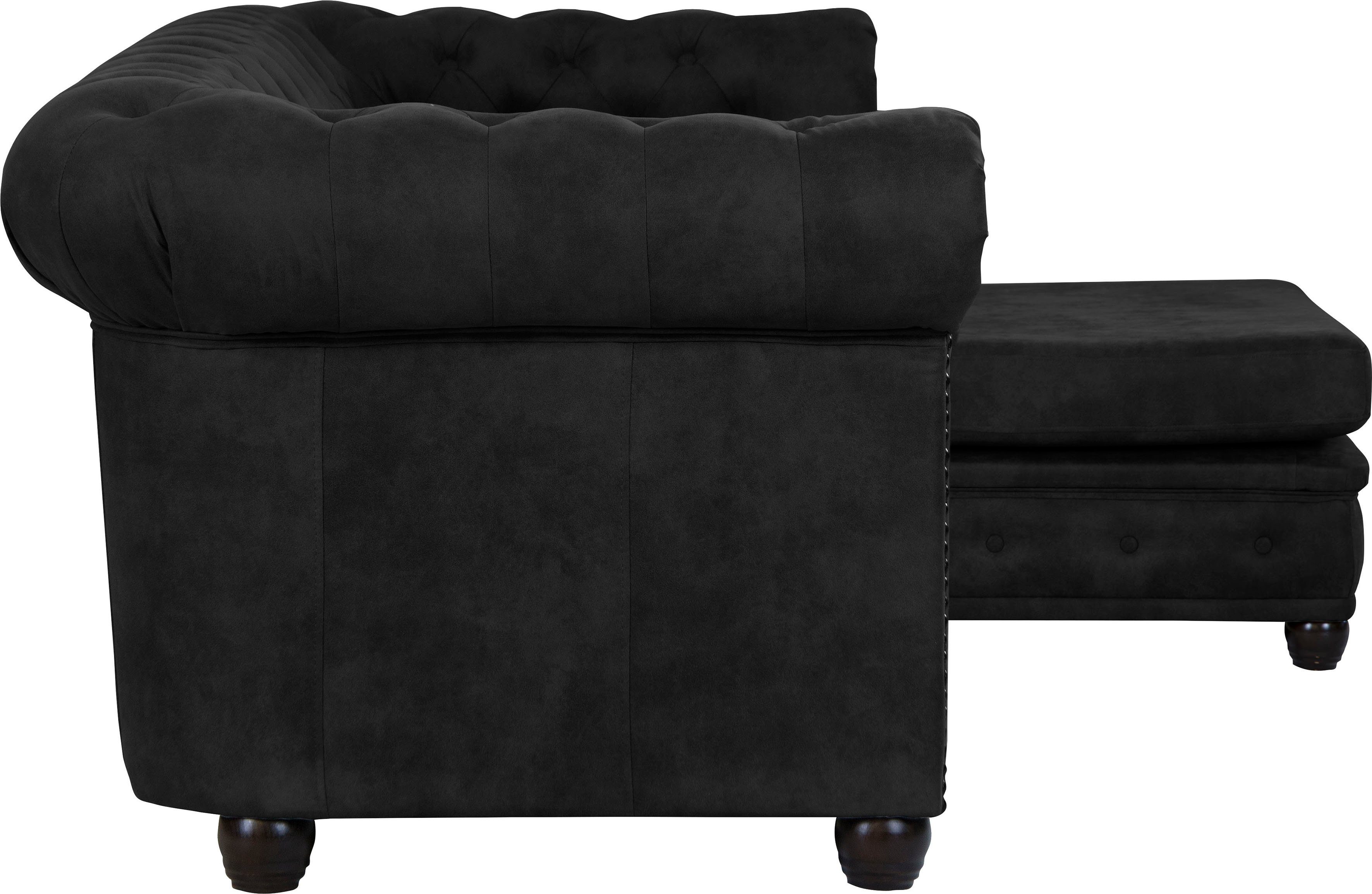 Home affaire Chesterfield-bank Rysum L-vorm Chesterfield-look met afsluitende ottomane