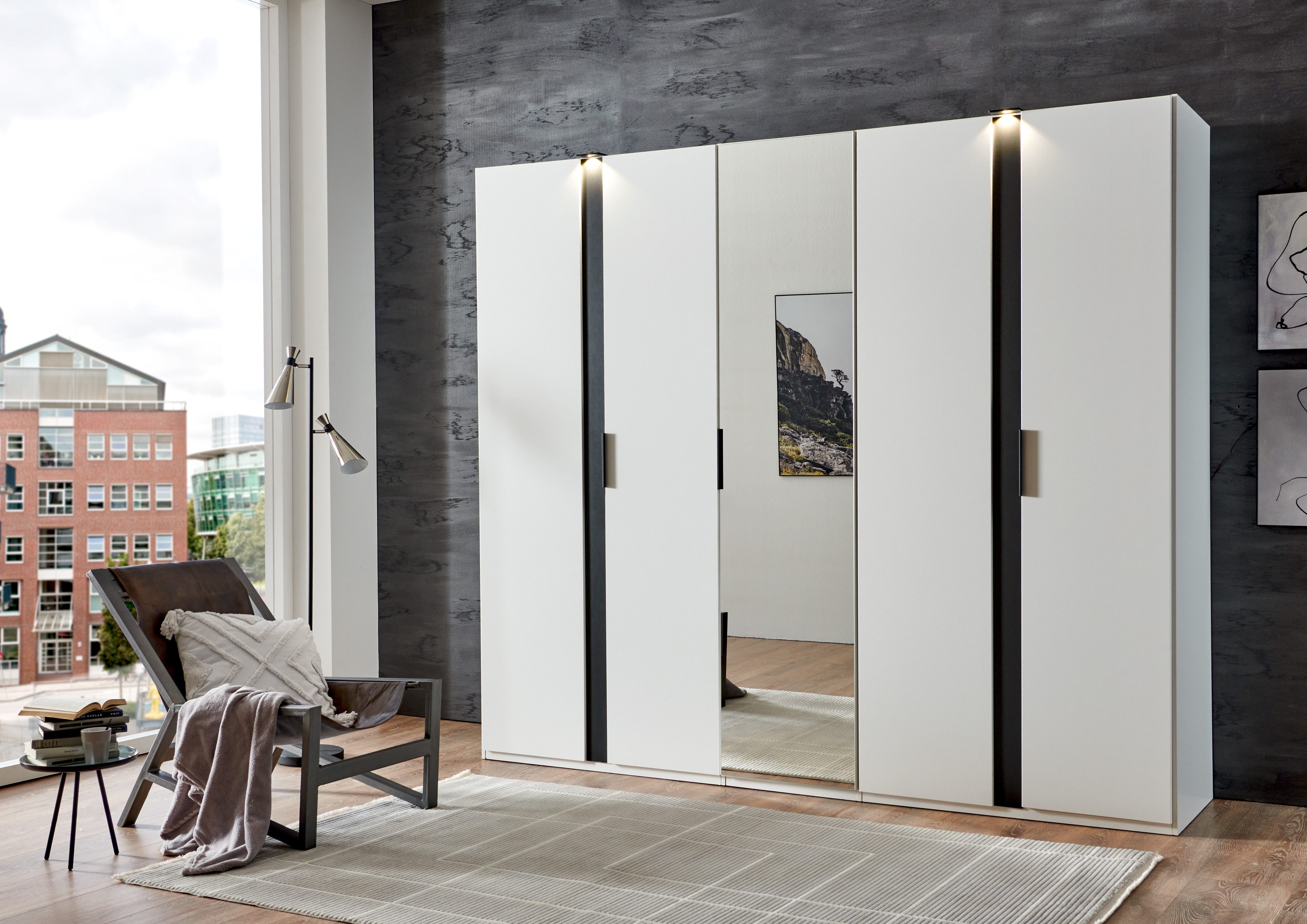 Wimex Draaideurkast Rimini by fresh to go, kledingkast met spiegel, metalen handgrepen