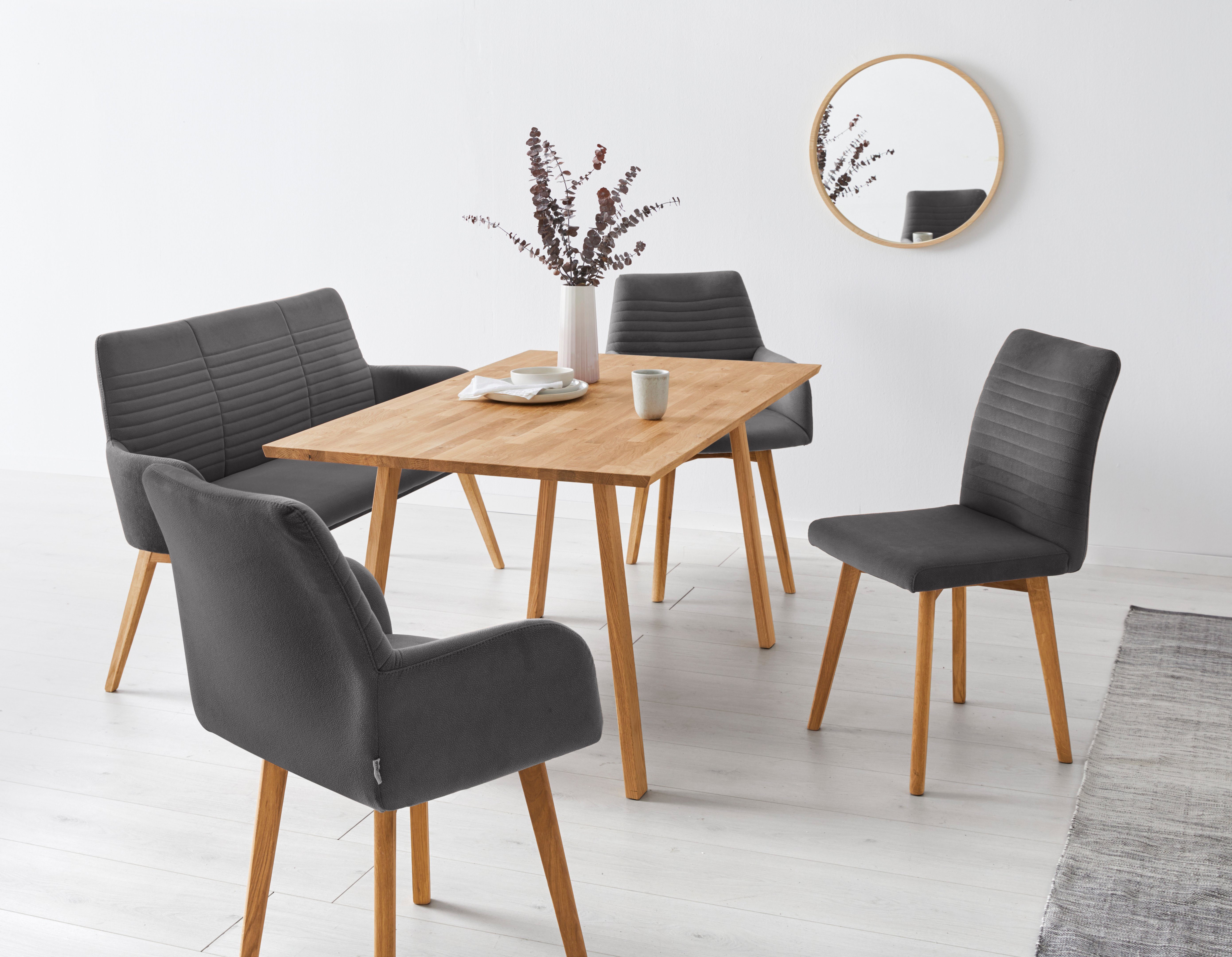 OTTO products Eetkamerstoel Alessja Bekleding van microvezel, frame van eiken massief hout (set, 2 stuks)