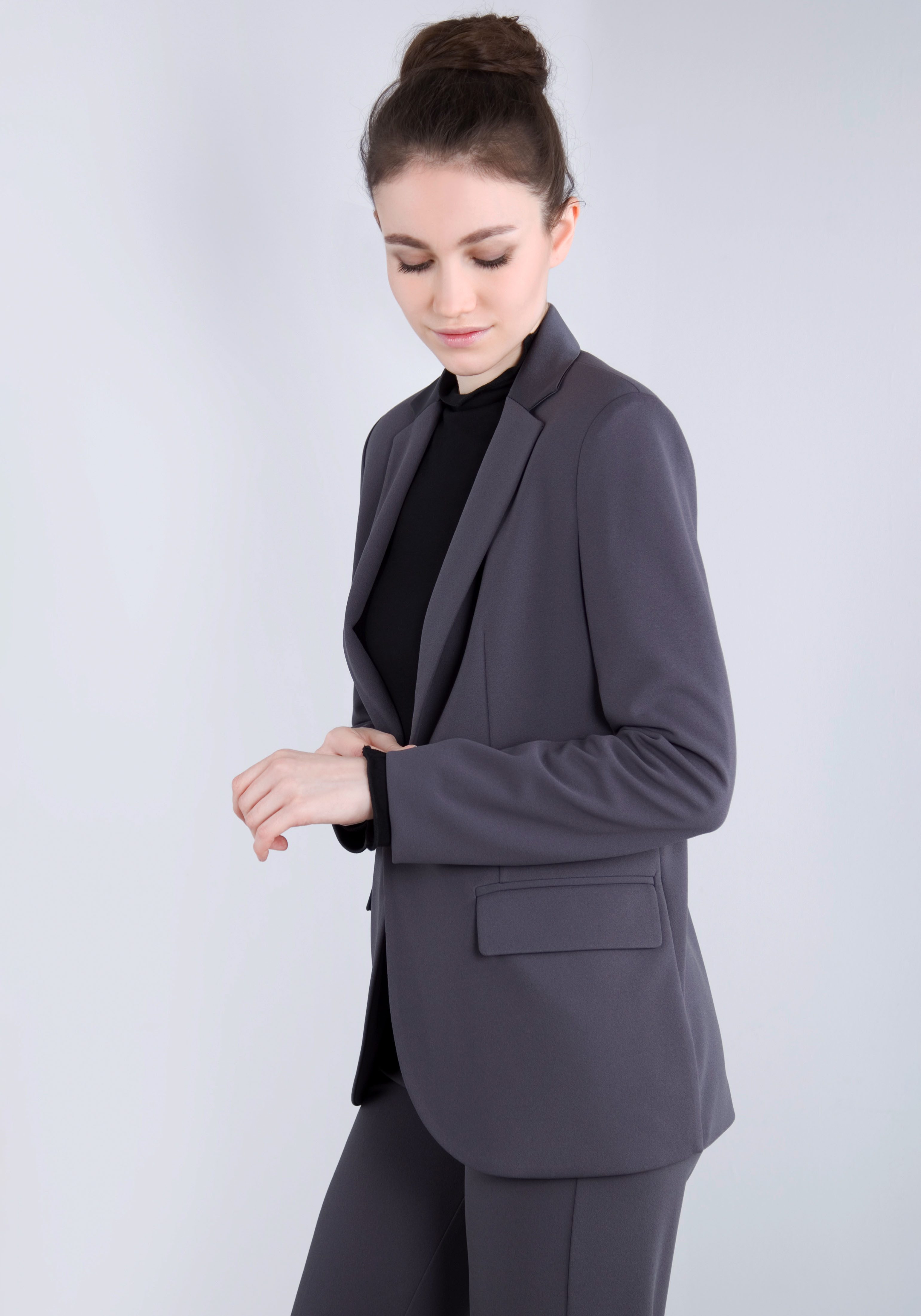 IMPERIAL Lange blazer met satijnen details en stretch