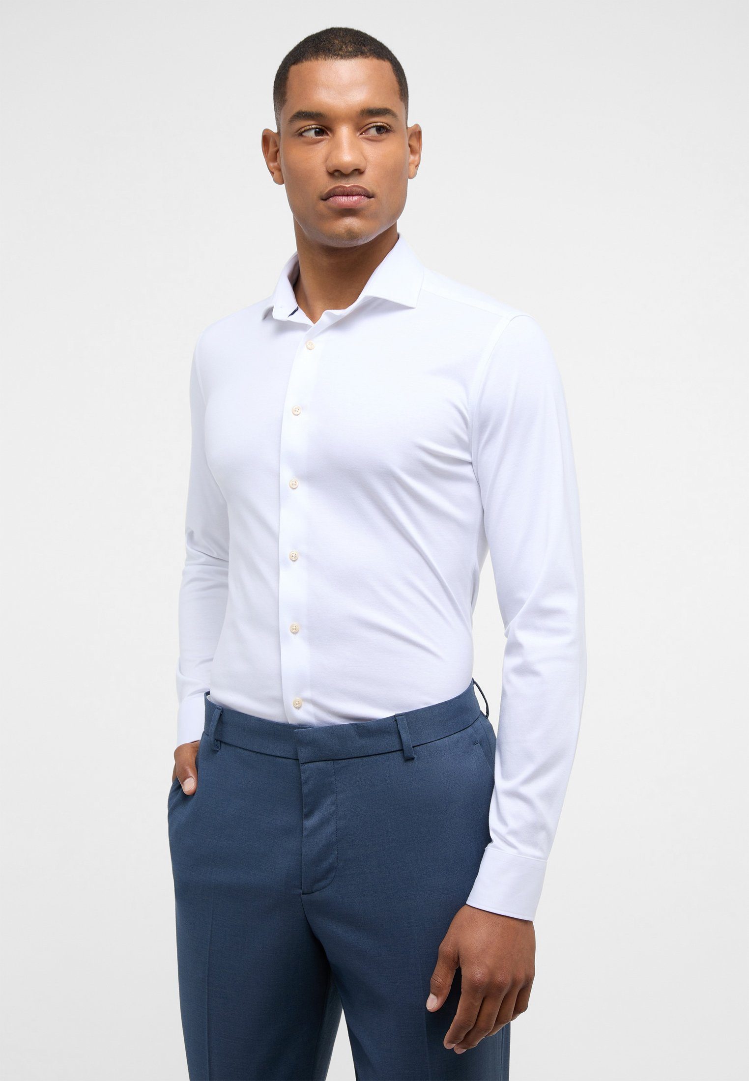 Eterna Overhemd met lange mouwen Slim fit NON IRON (strijkvrij) heren overhemden maat 43 wit