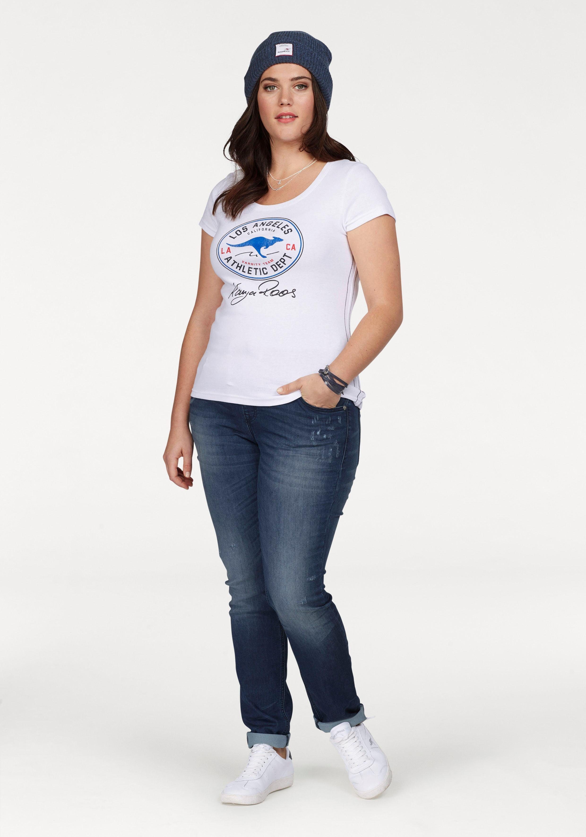 KangaROOS T-shirt Korte mouwen, zeer figuurvolgend, in vintage-ontwerp, ronde hals