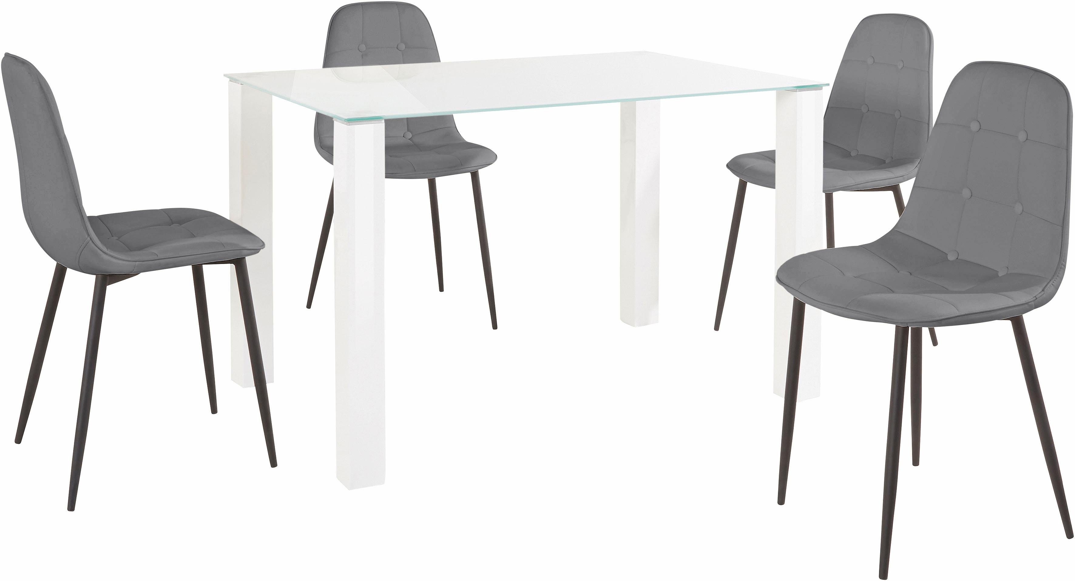 INOSIGN Eethoek met glazen tafel, breedte 120 cm (set, 5-delig)