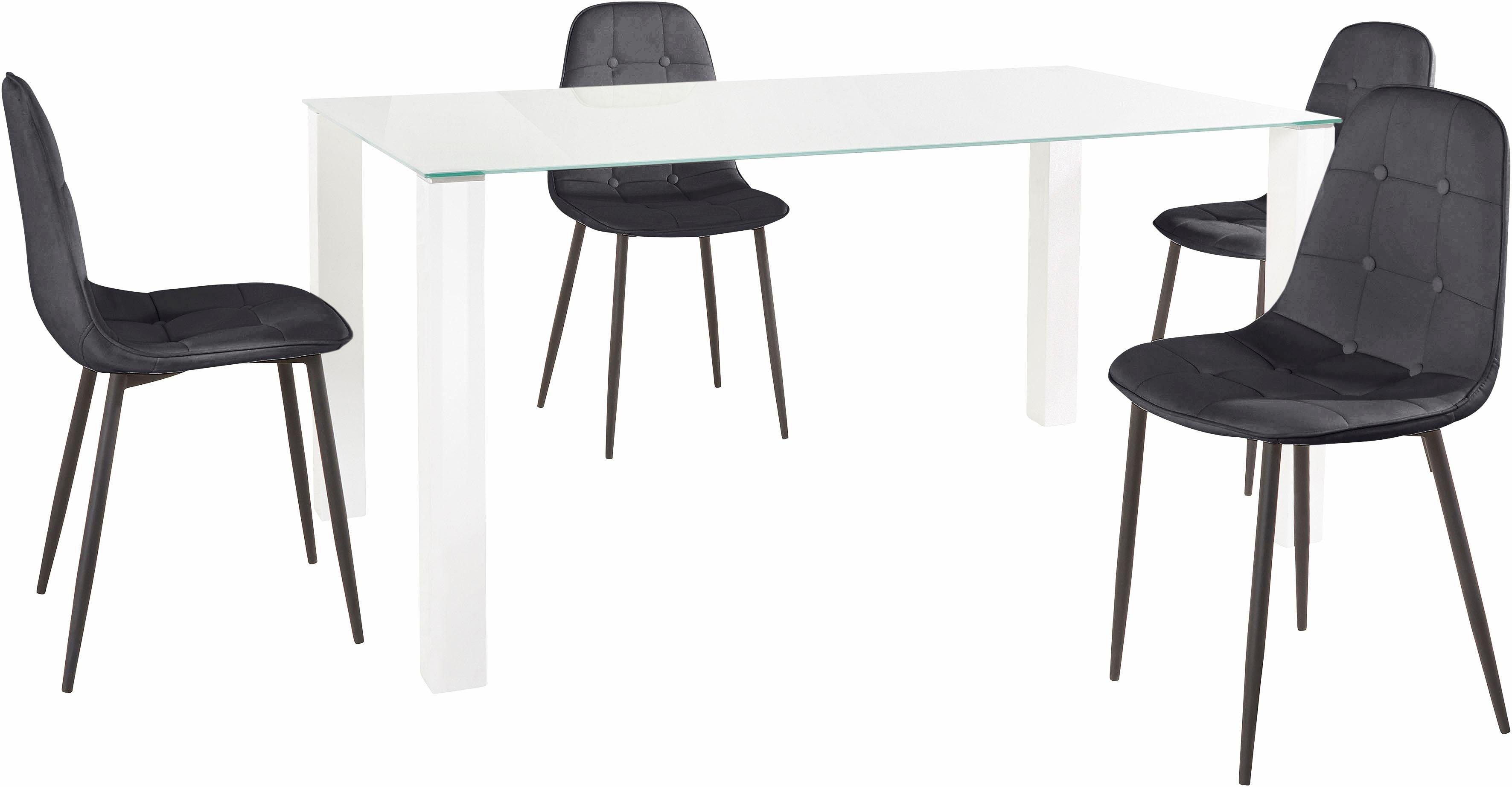 INOSIGN Eethoek met glazen tafel, breedte 160 cm (set, 5-delig)