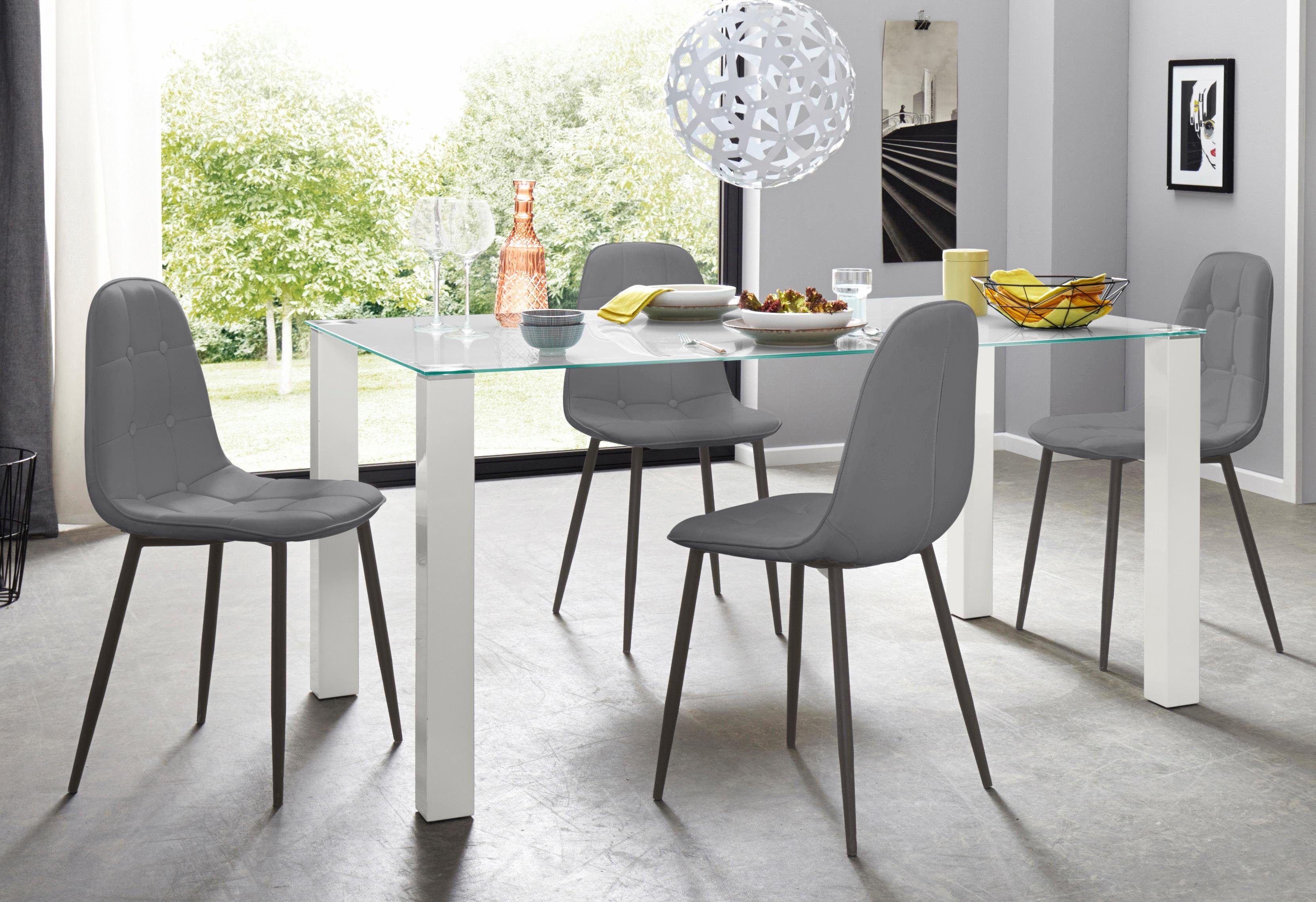 my home Eethoek met glazen tafel, breedte 160 cm (set, 5-delig)