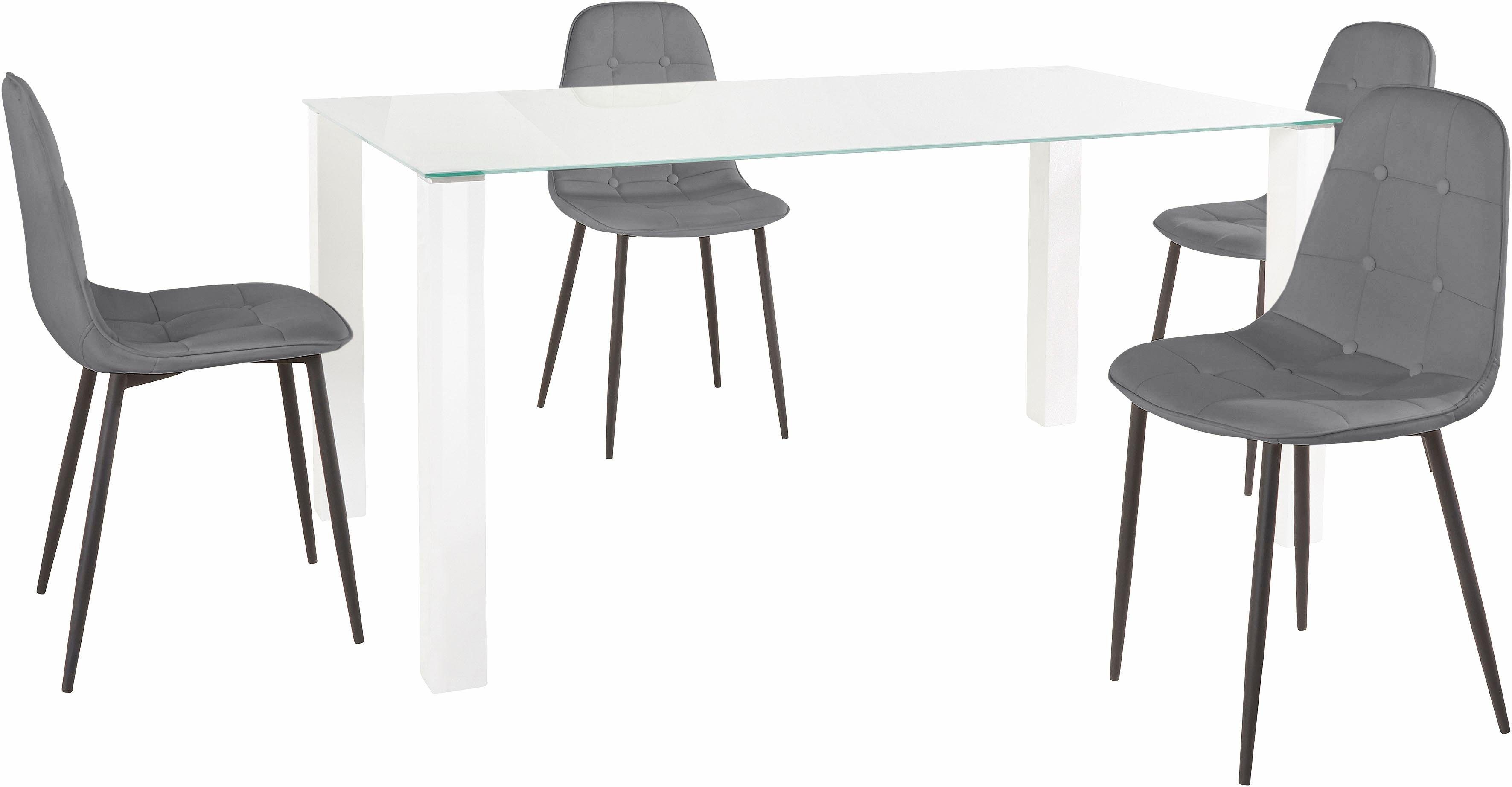 INOSIGN Eethoek met glazen tafel, breedte 160 cm (set, 5-delig)