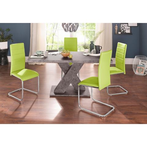 INOSIGN Eethoek met 4 stoelen en tafel in cement-look (set, 5-delig)