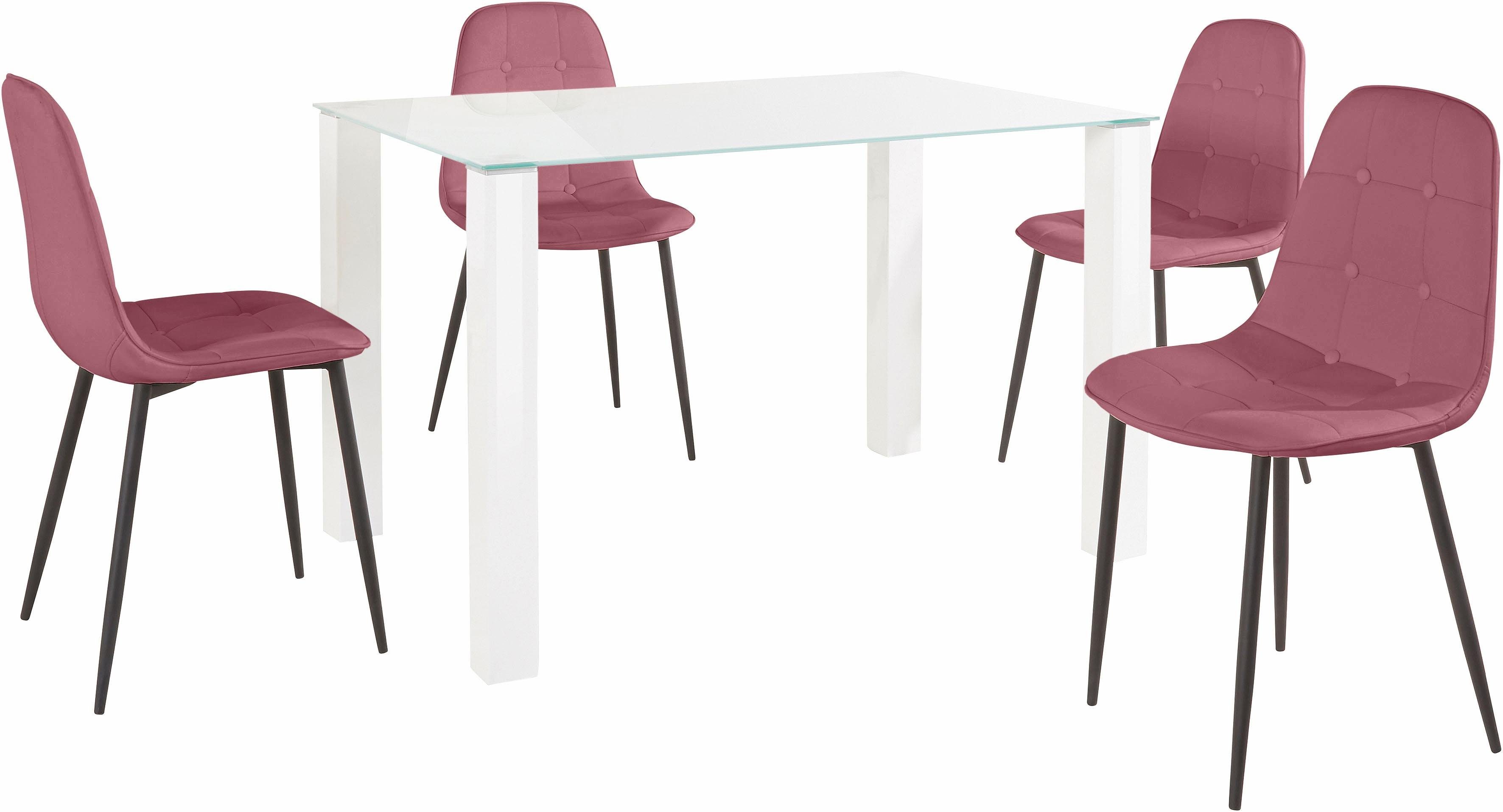 INOSIGN Eethoek met glazen tafel, breedte 120 cm (set, 5-delig)