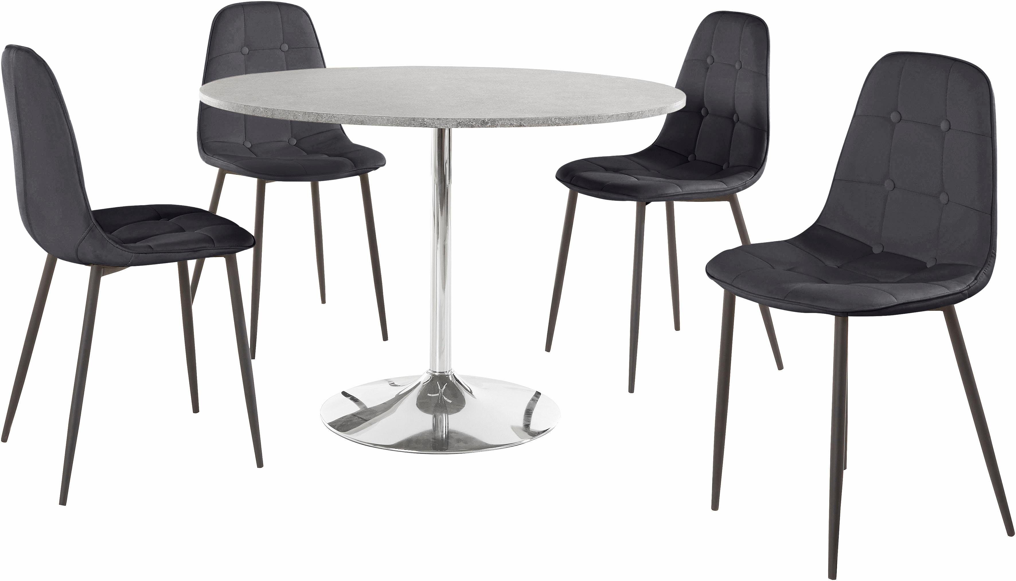 INOSIGN Eethoek met ronde tafel in cementlook (set, 5-delig)