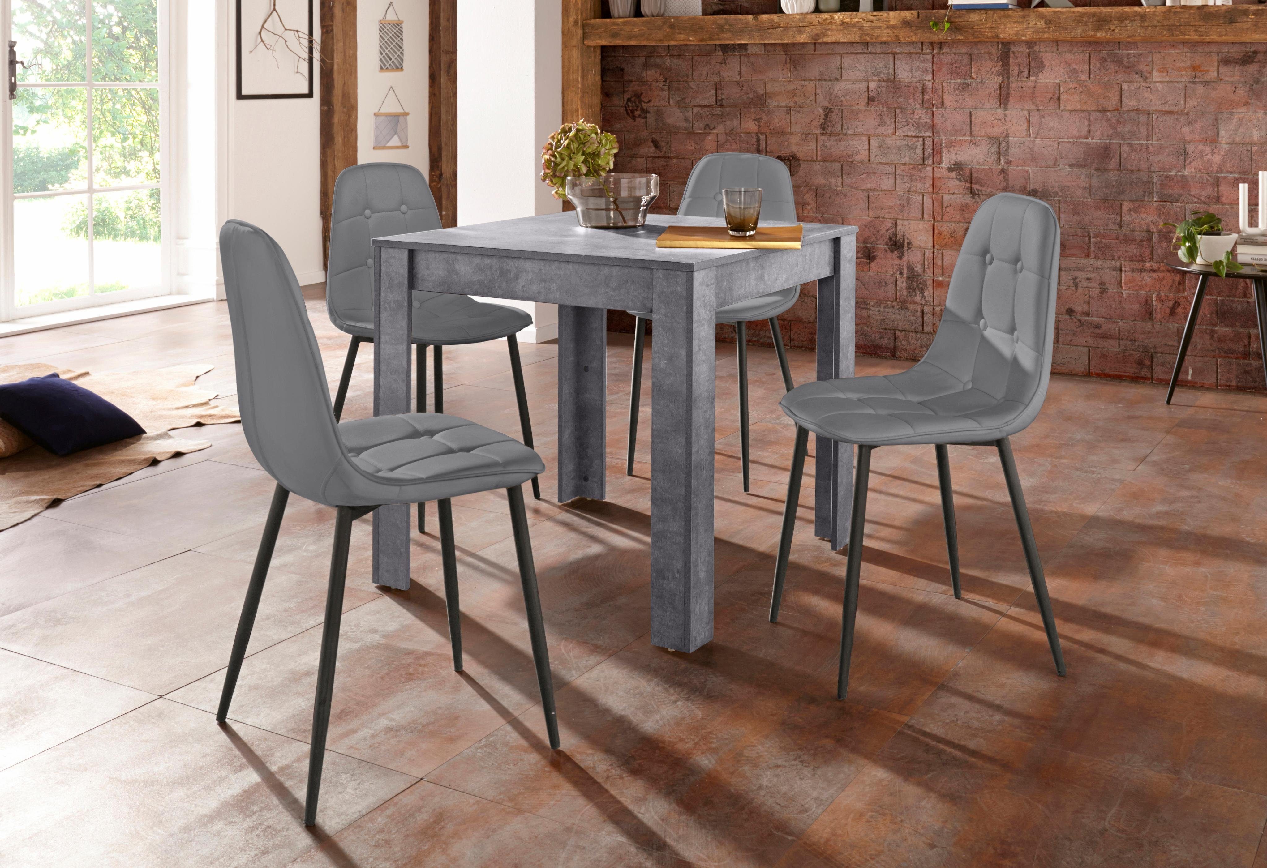 INOSIGN Eethoek met eettafel 80 cm breed (set, 5-delig) eethoeken grijs
