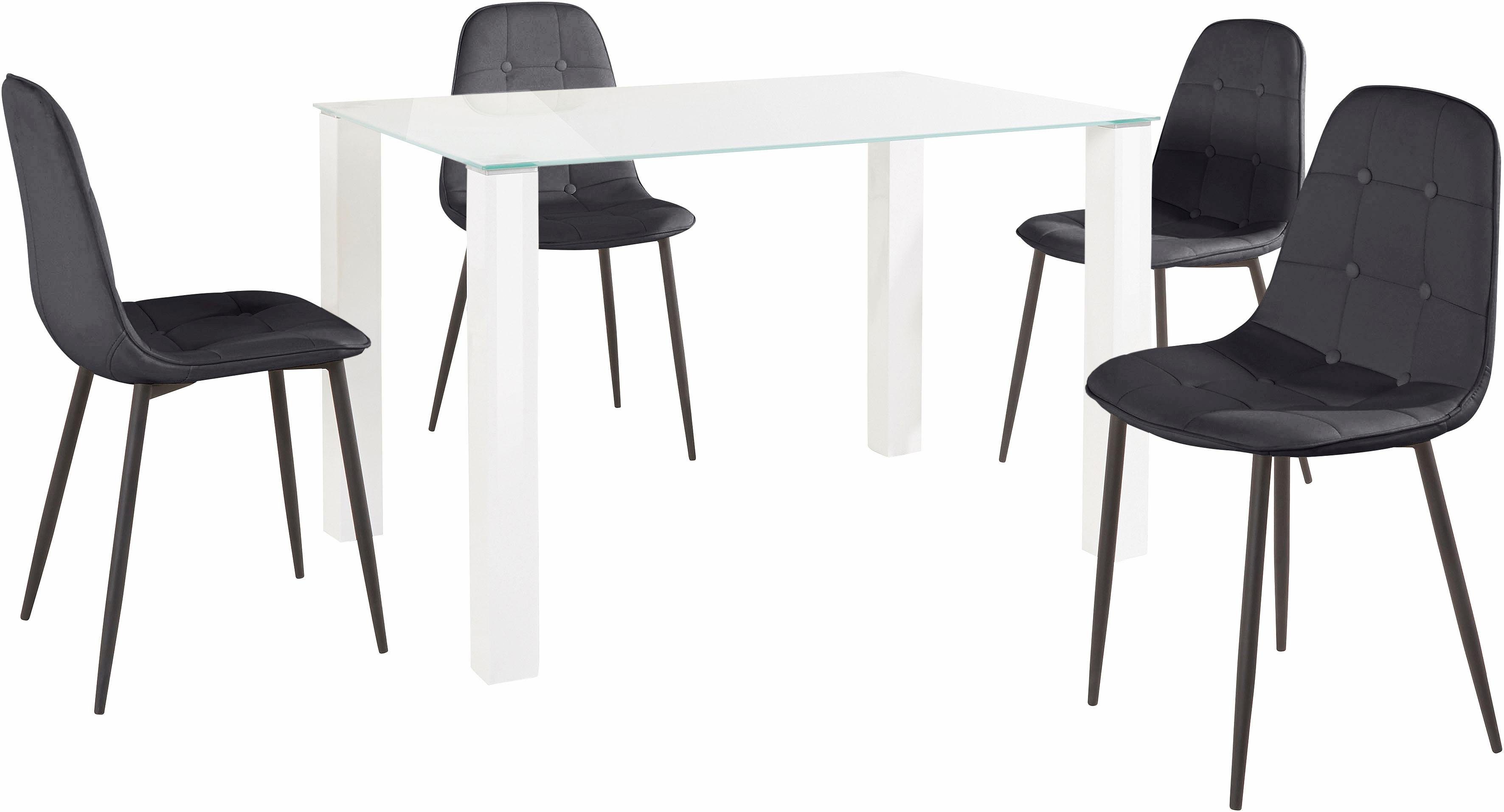 INOSIGN Eethoek met glazen tafel, breedte 120 cm (set, 5-delig)